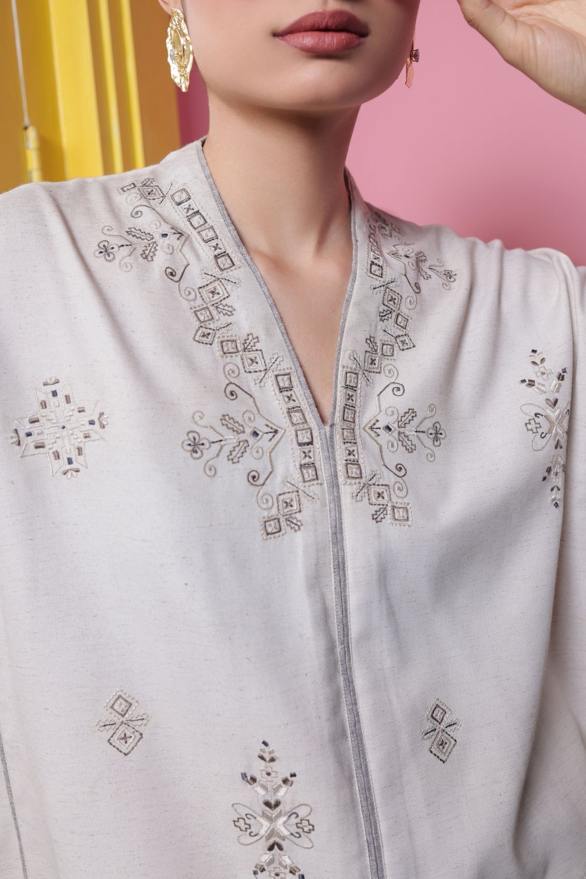 Off-White Embroidered Co-ord Set