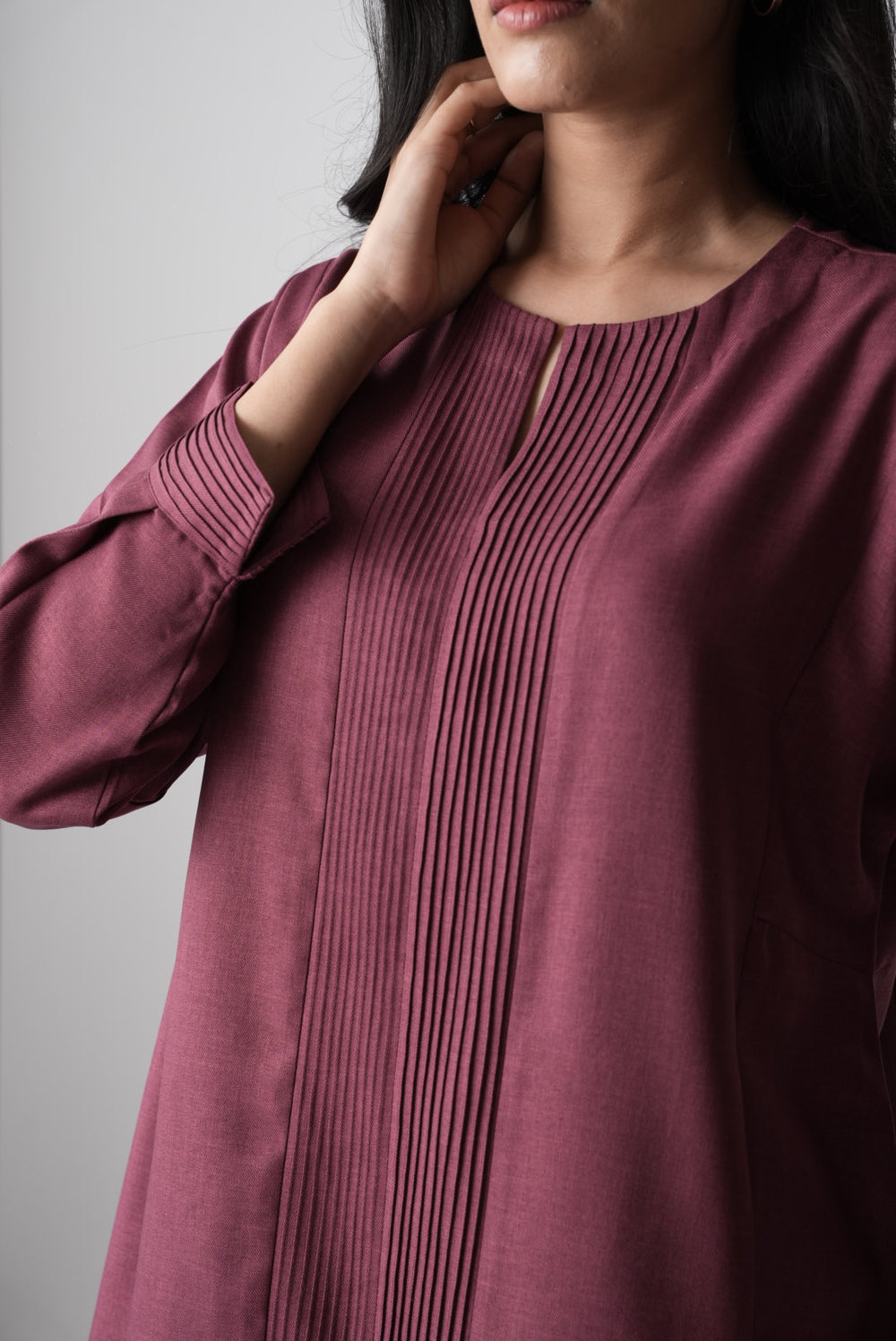 Magenta Pintuck Kurta Set