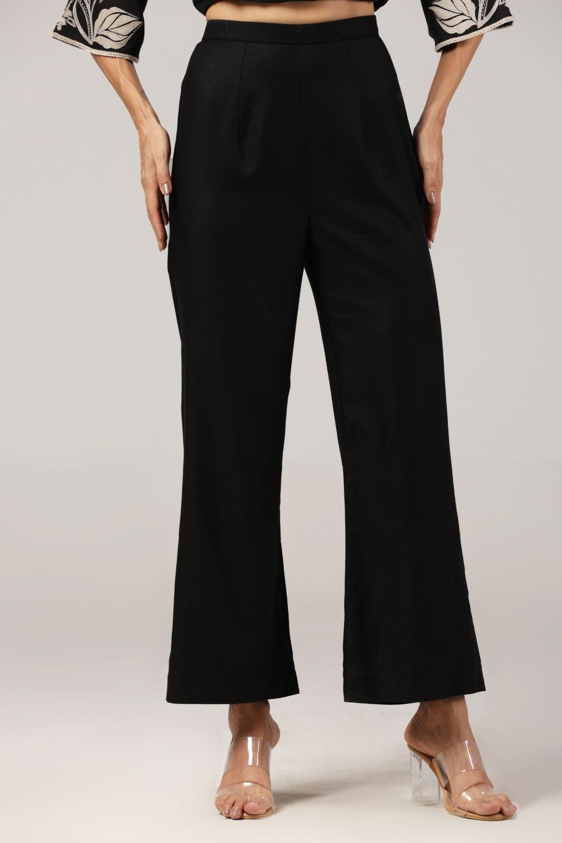 Black Floral Embroidered Organic Cotton Kurta Set