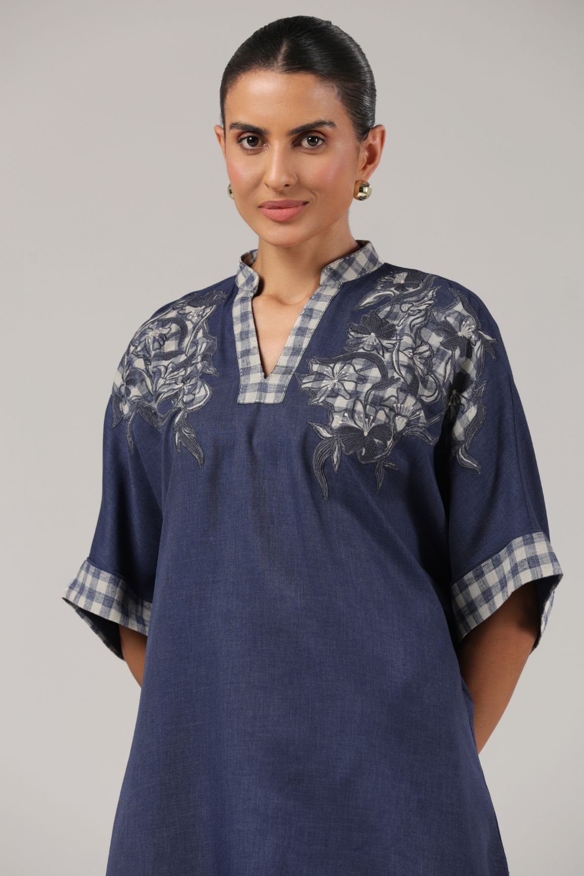 Indigo Embroidered Kurta Set