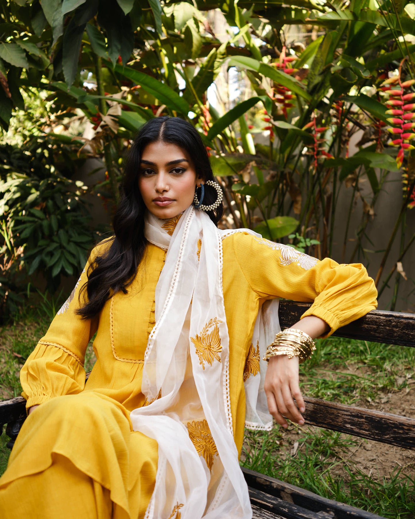 Elegant Mustard Viscose Blend Kurta Set with Organza Dupatta