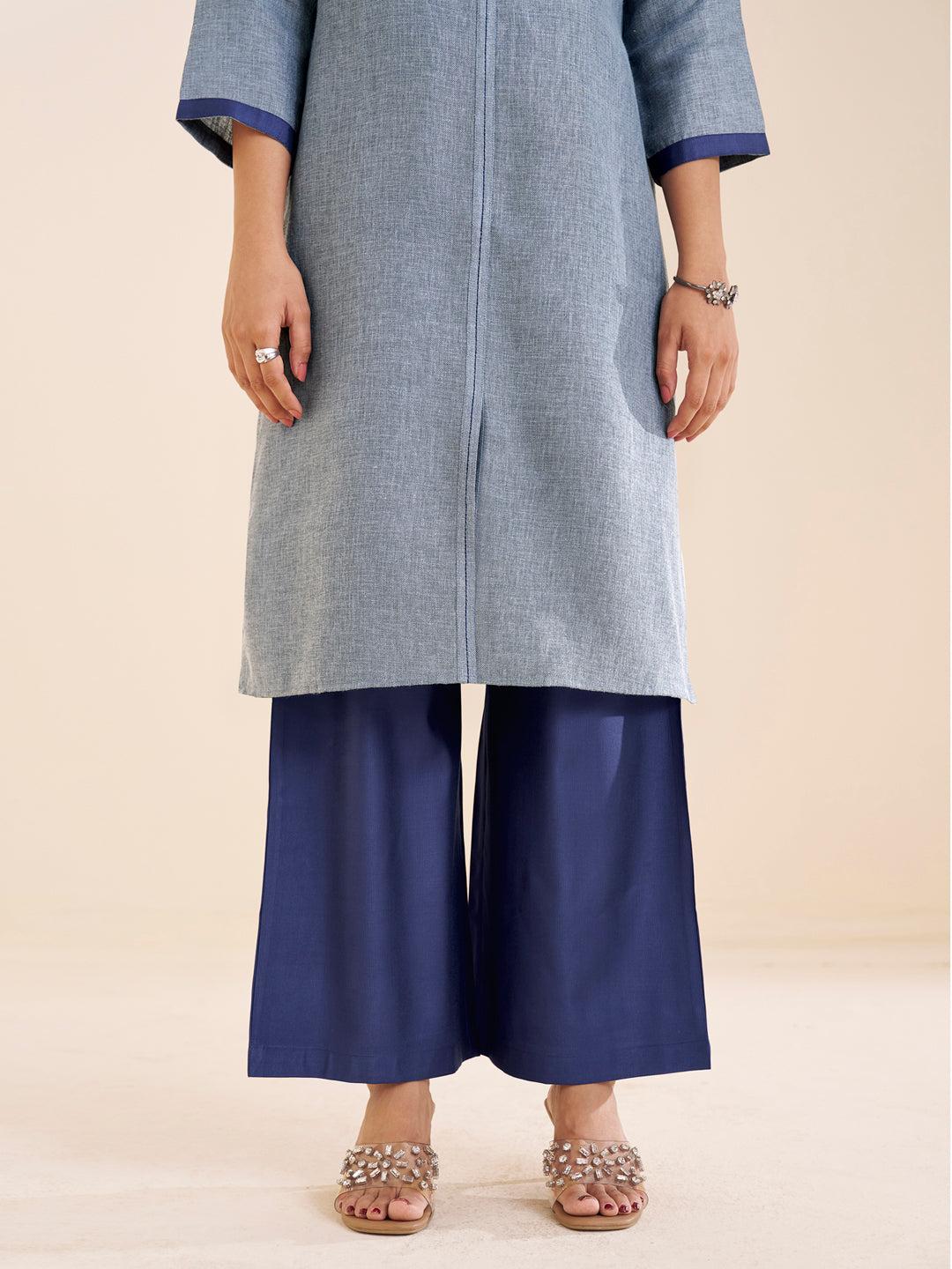 Elegant Blue Straight Kurta Set in Viscose Blend Fabric