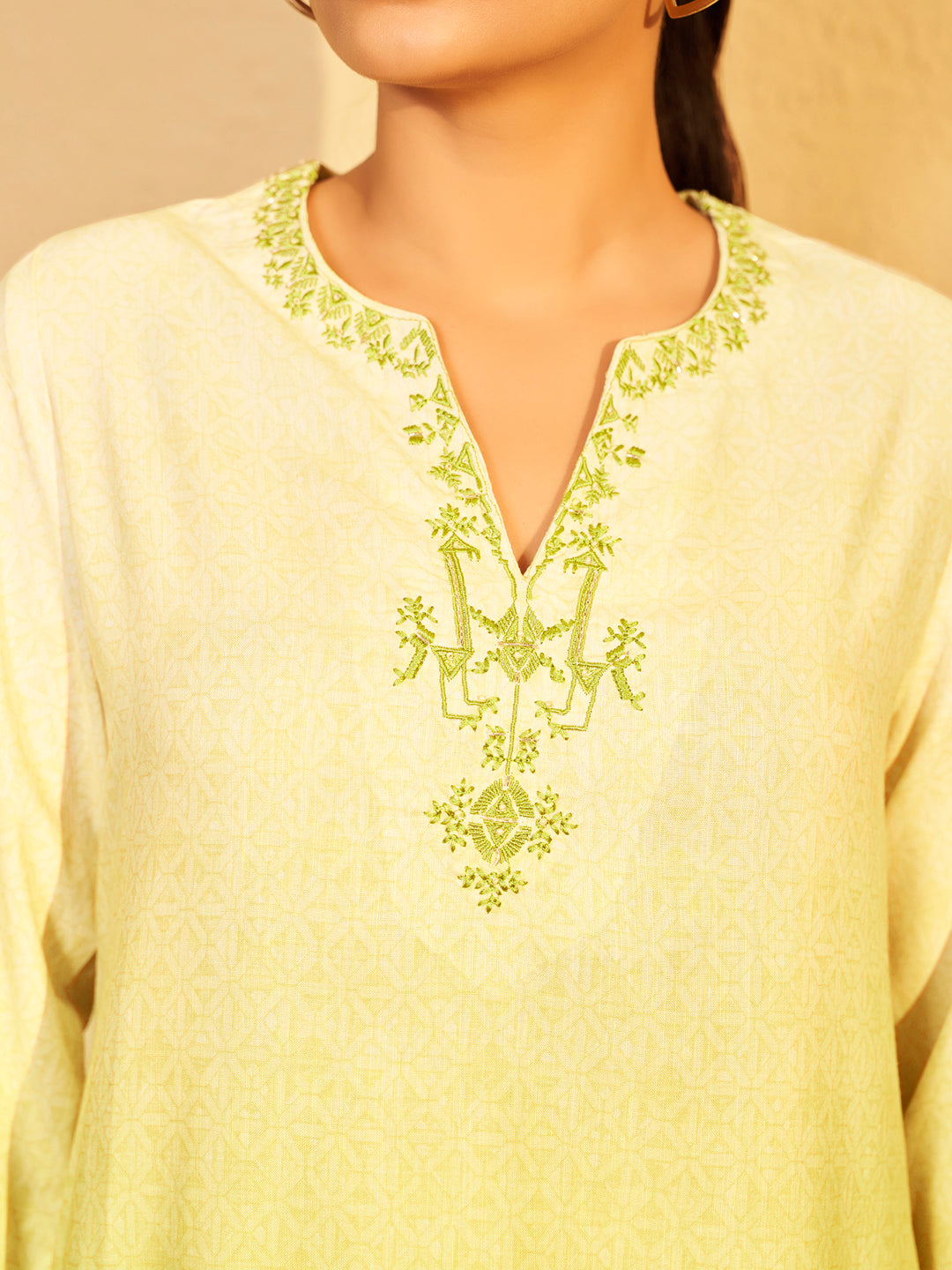 Yellow Ombre Embroidered Kurta Set