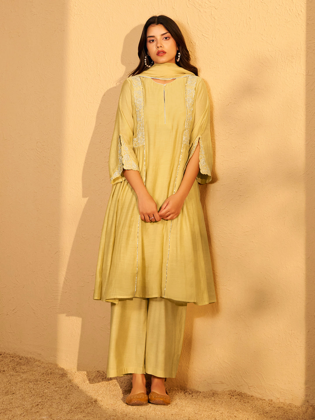 Golden Hour Chanderi Suit Set With Dupatta