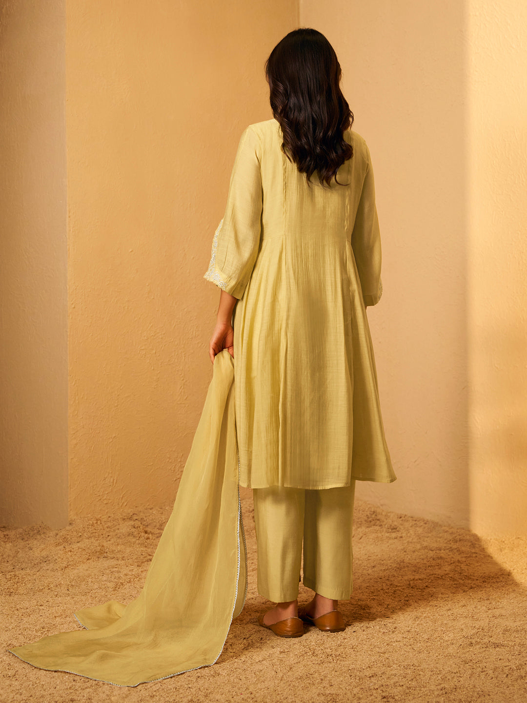 Golden Hour Chanderi Suit Set With Dupatta