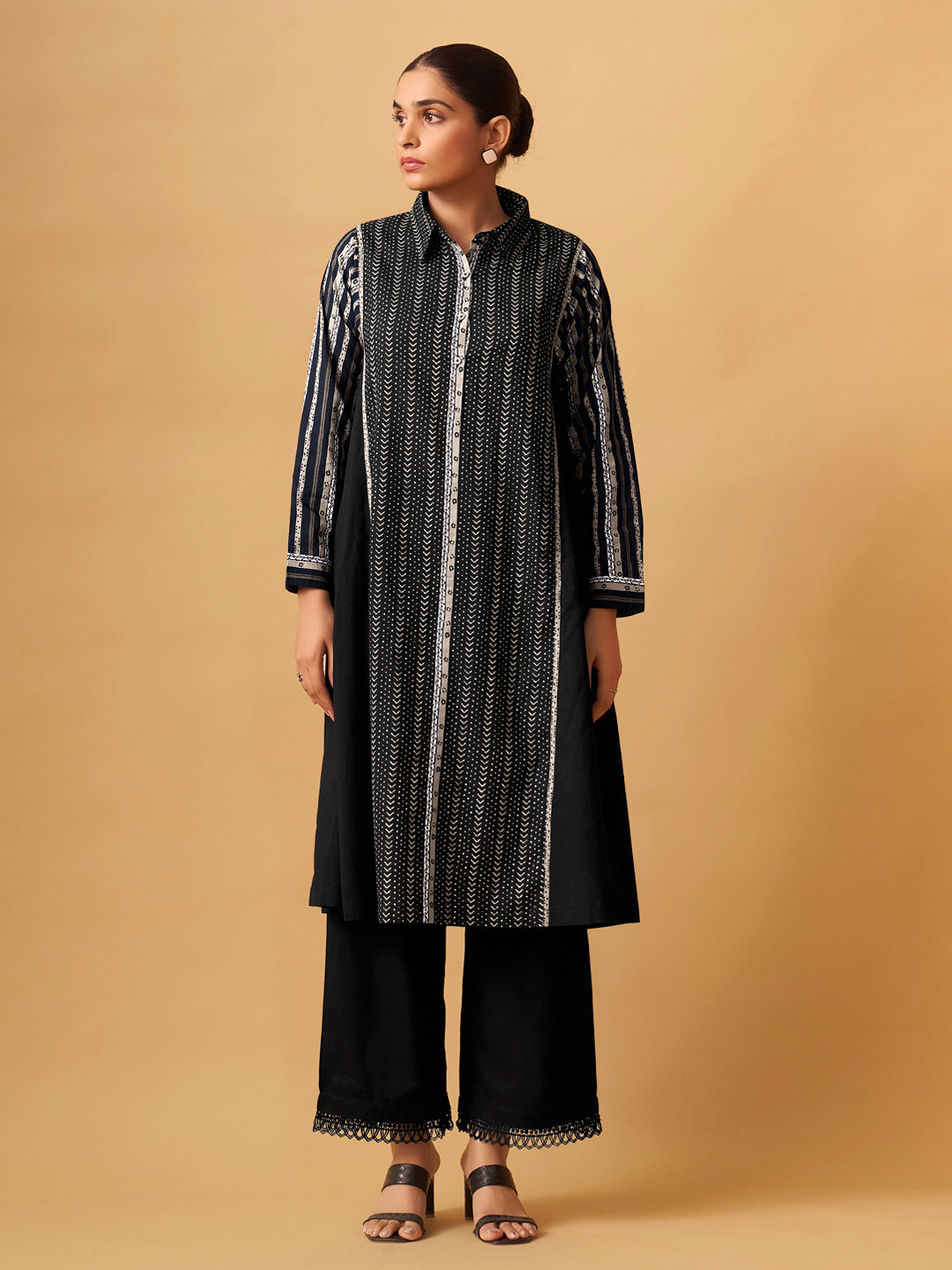 Classic Black Printed Cambric Kurta Set for Effortless Daywear