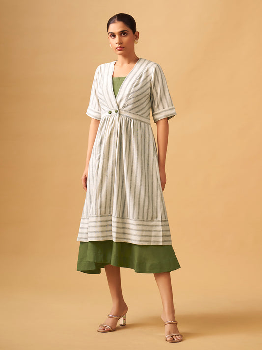 Effortless Cotton Linen Dress with Statement Jacket