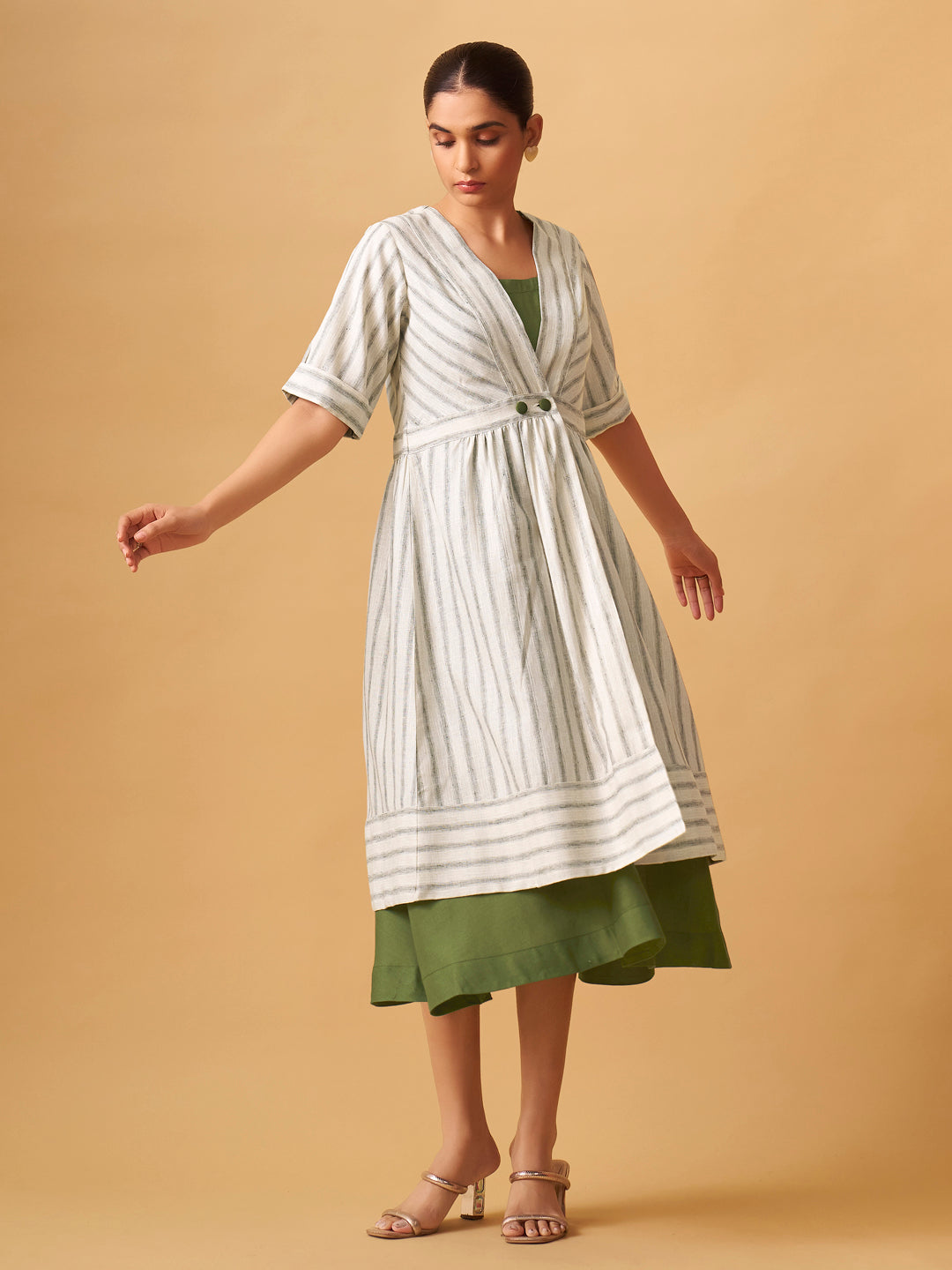 Effortless Cotton Linen Dress with Statement Jacket