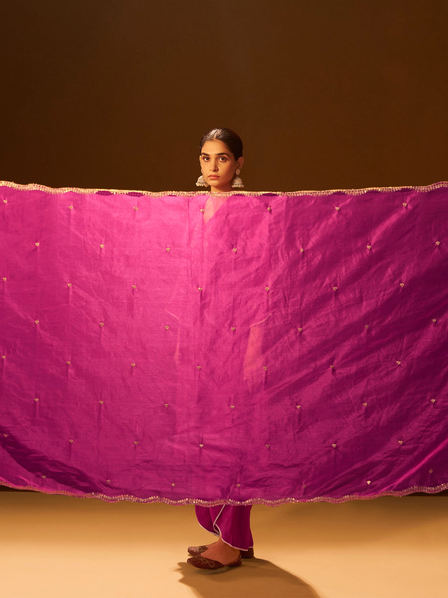 Mauve-Pink Embroidered Suit Set with Dupatta