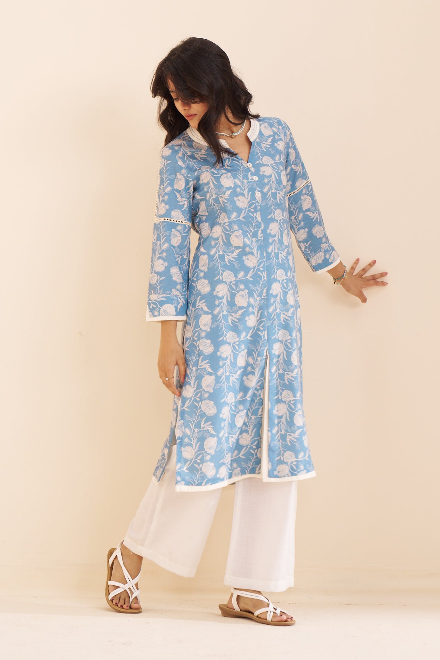 Premium Linen Blend Printed Kurta – Stylish & Comfortable