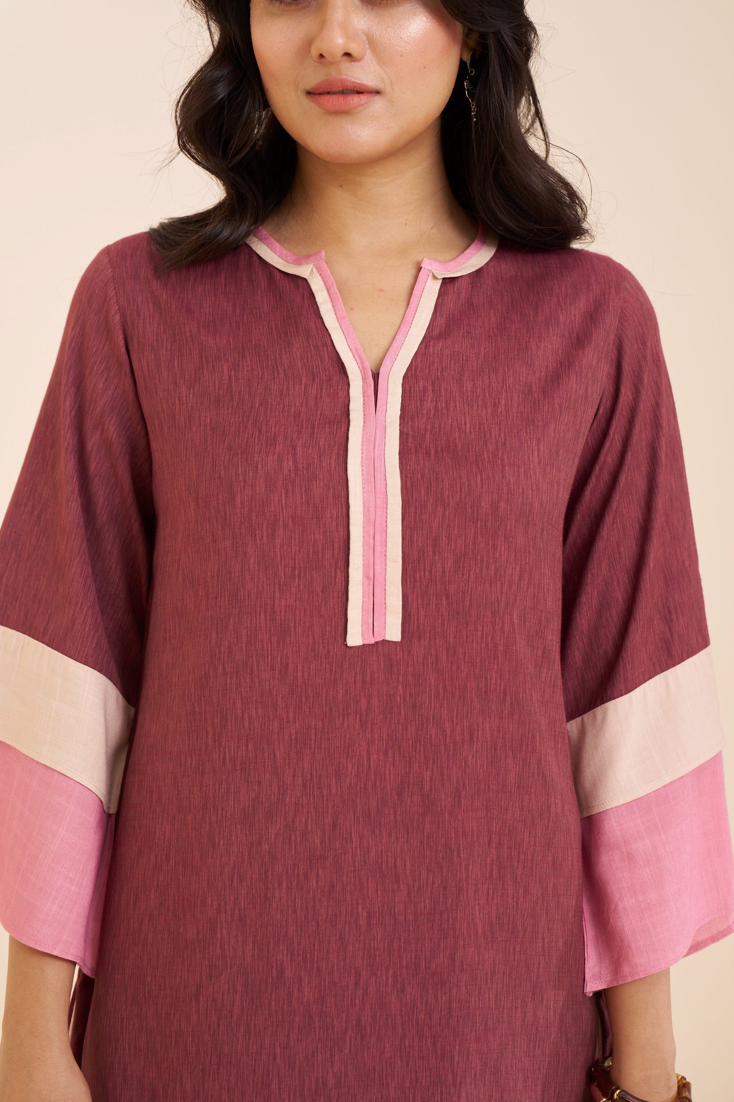 Modern Straight-Cut Kurta with Contrast Trim Design
