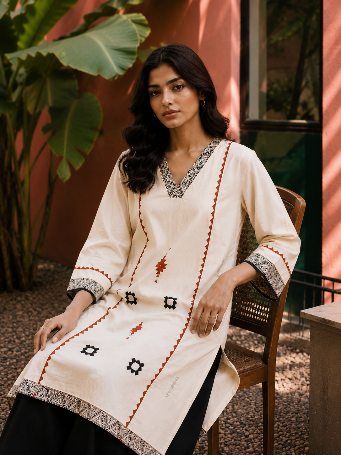 Ivory Nomad Printed Straight Kurta