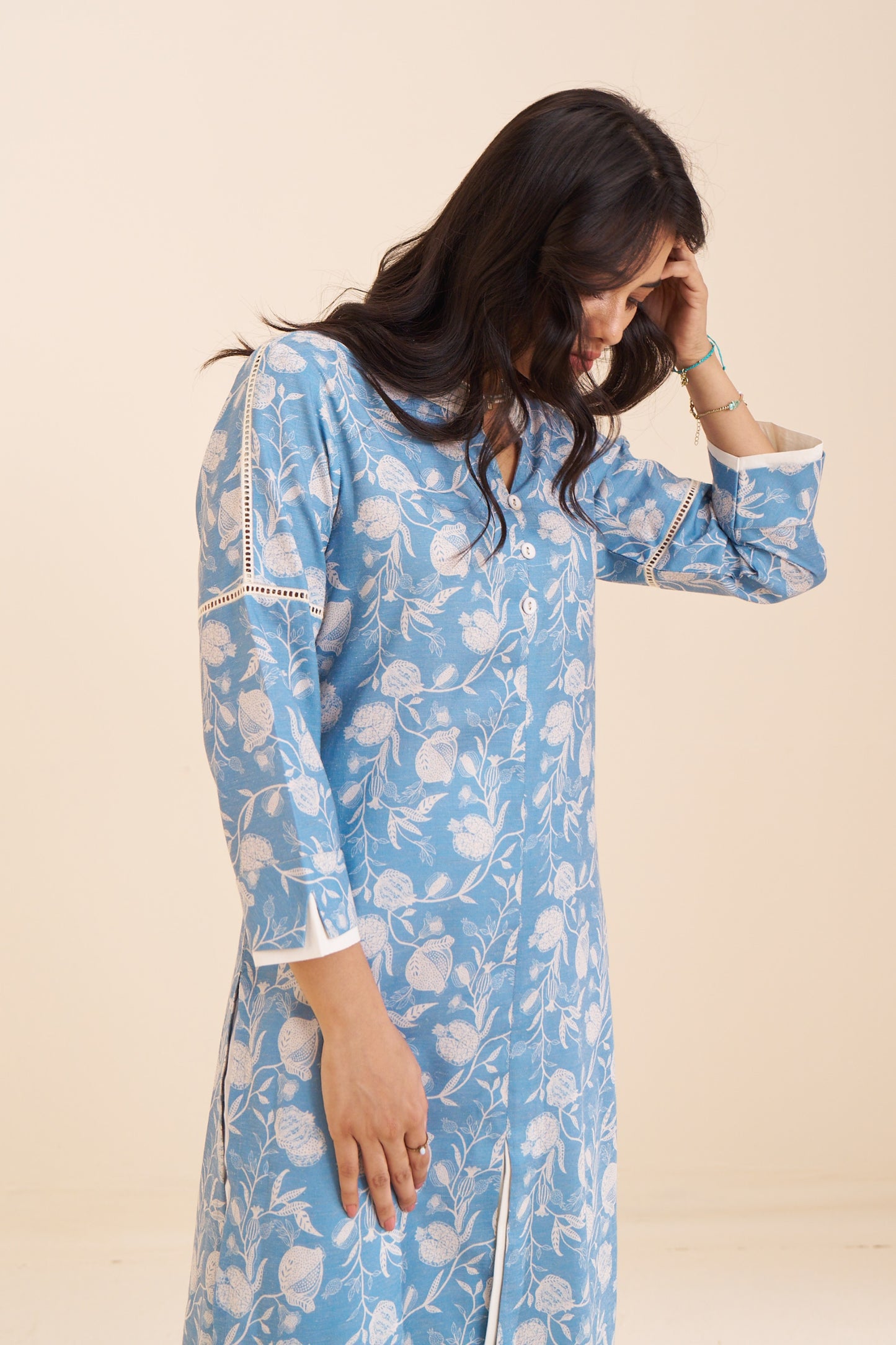 Premium Linen Blend Printed Kurta – Stylish & Comfortable