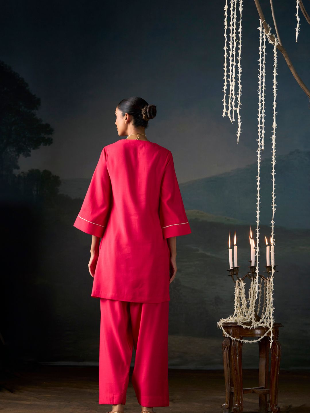 Cerise Embroidered Kurta Set