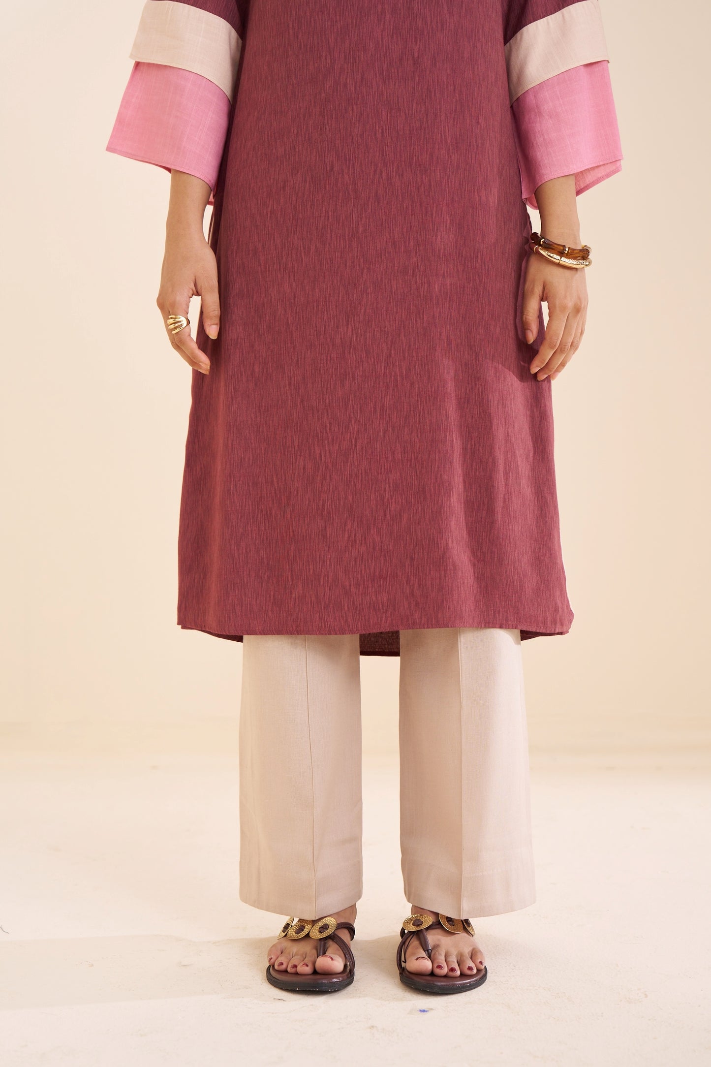 Modern Straight-Cut Kurta with Contrast Trim Design