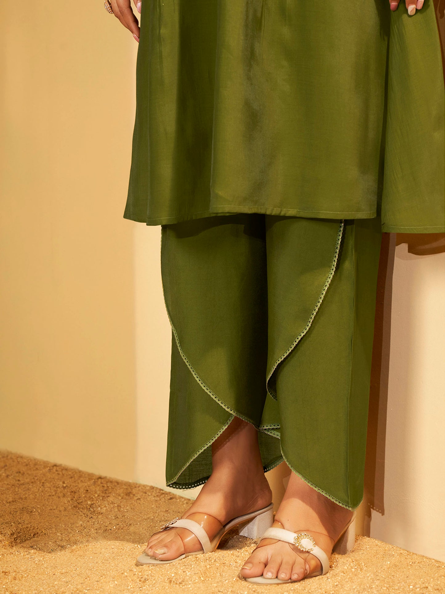 Olive Green Embroidered Suit Set with Dupatta