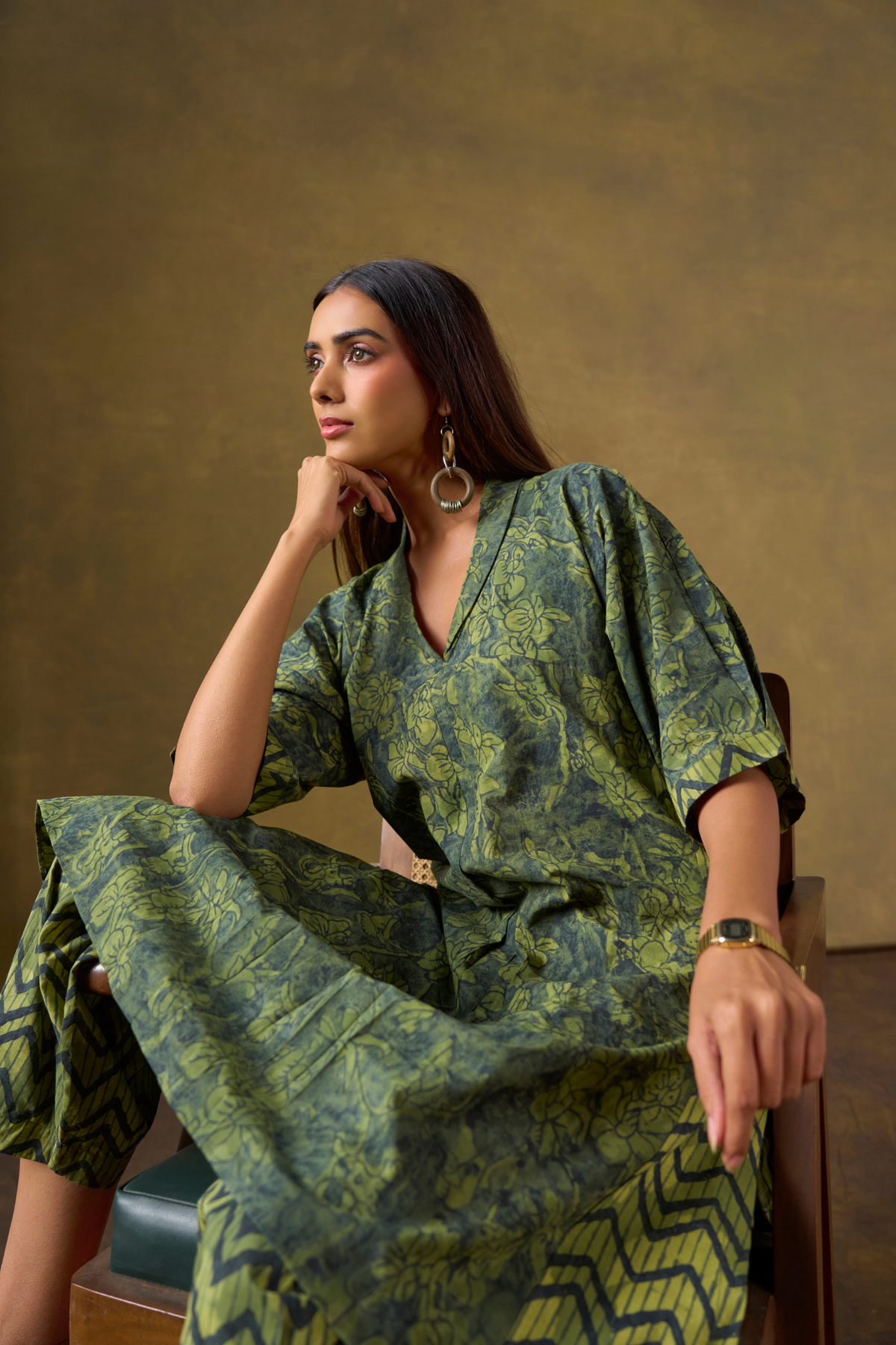 Wild Green Printed Kurta Set with Salwar