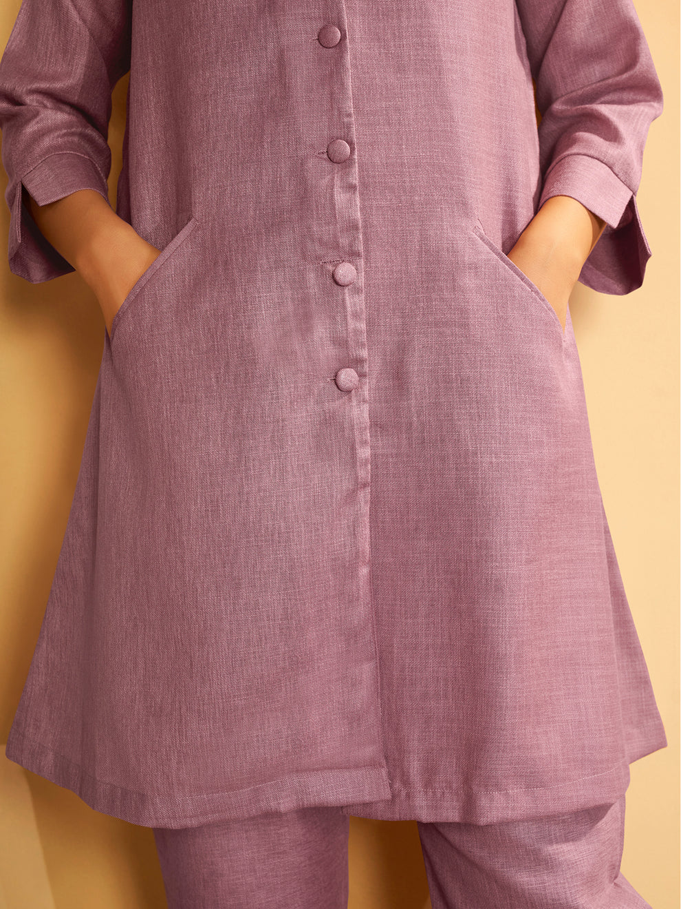 Mauve Button-Down Flared Kurta Set – TRULY SMA