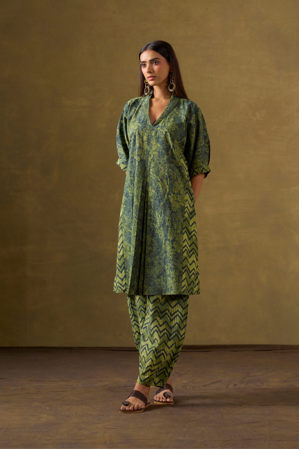Wild Green Printed Kurta Set with Salwar