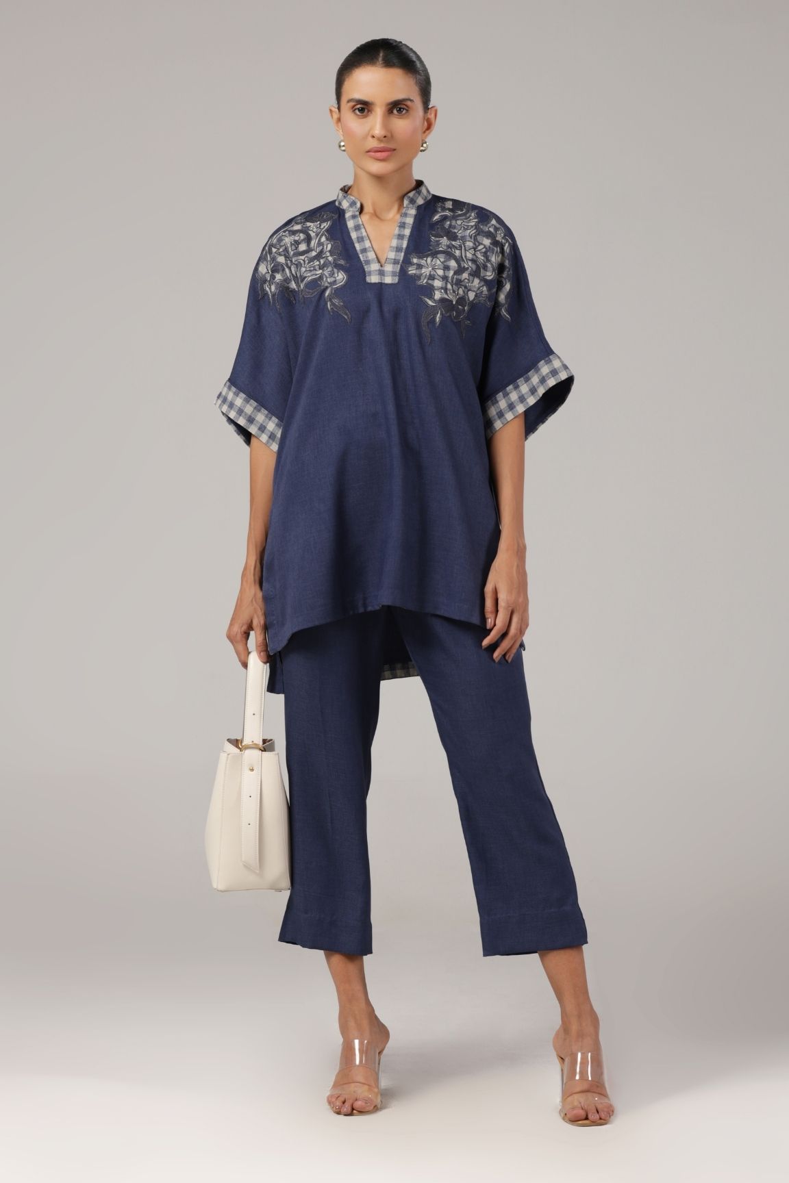 Indigo Embroidered Kurta Set