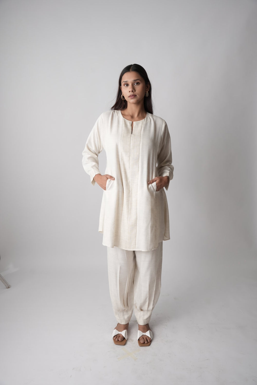 Off-White Pintuck Kurta Set