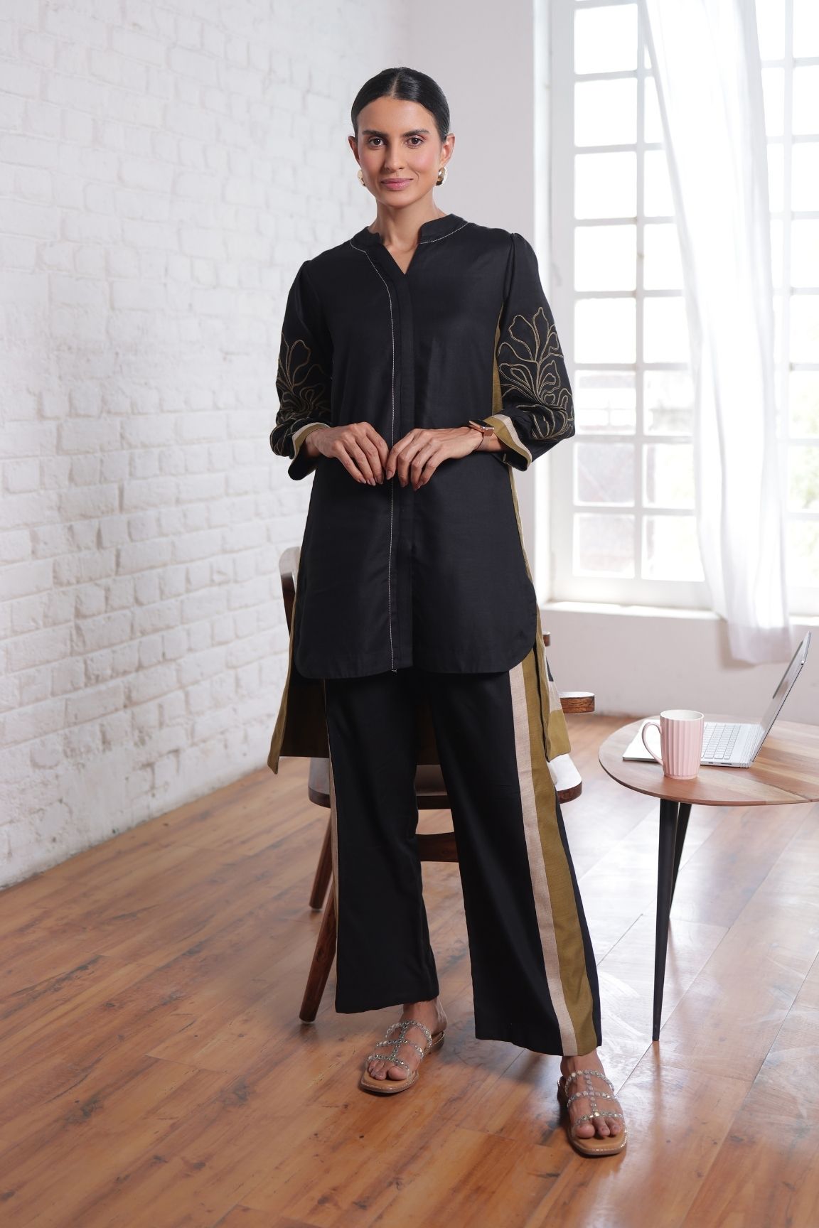 Black Embroidered Kurta Set