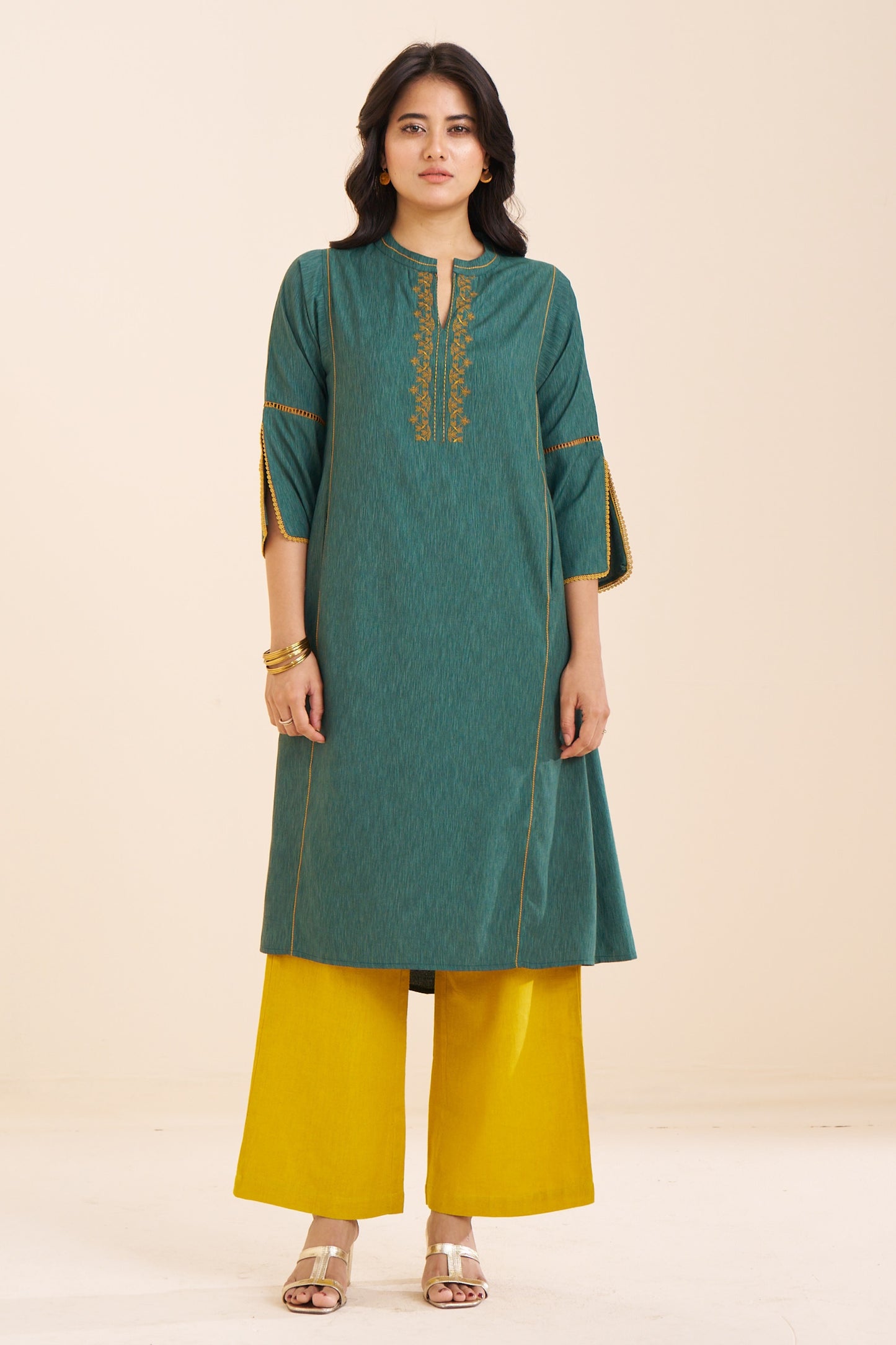 Refreshing Green Kurta in Soft Viscose Blend Fabric