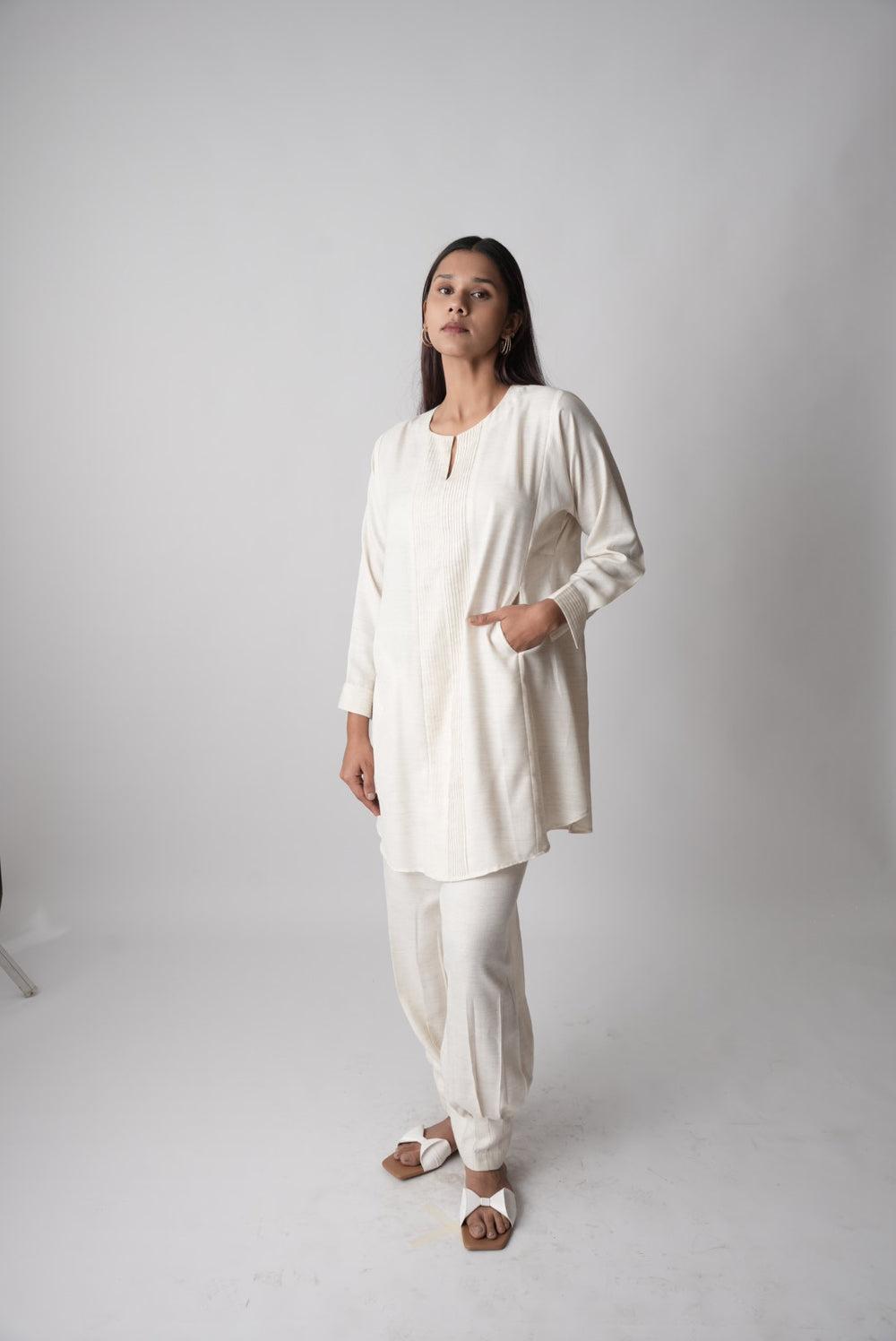 Off-White Pintuck Kurta Set