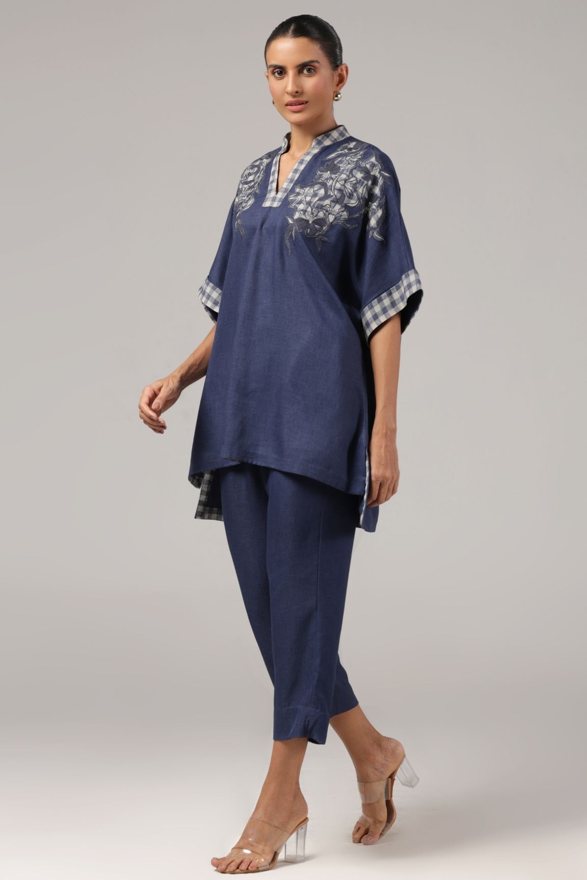 Indigo Embroidered Kurta Set