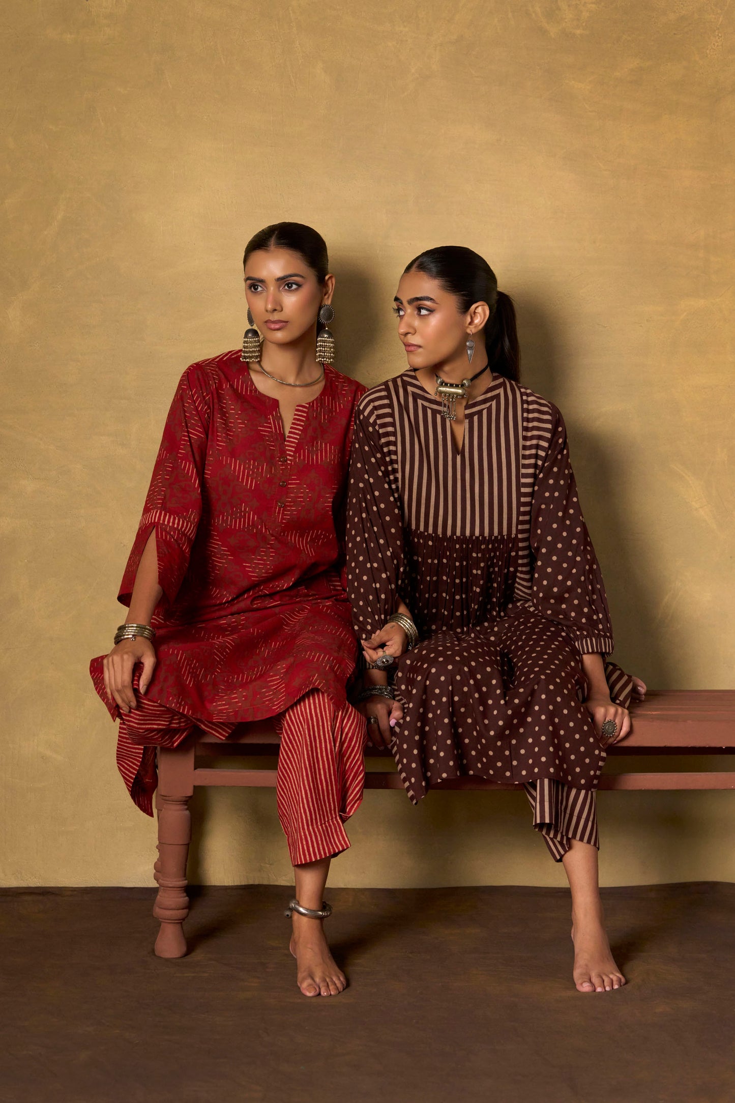 Rosewood Ikat Straight Kurta Set