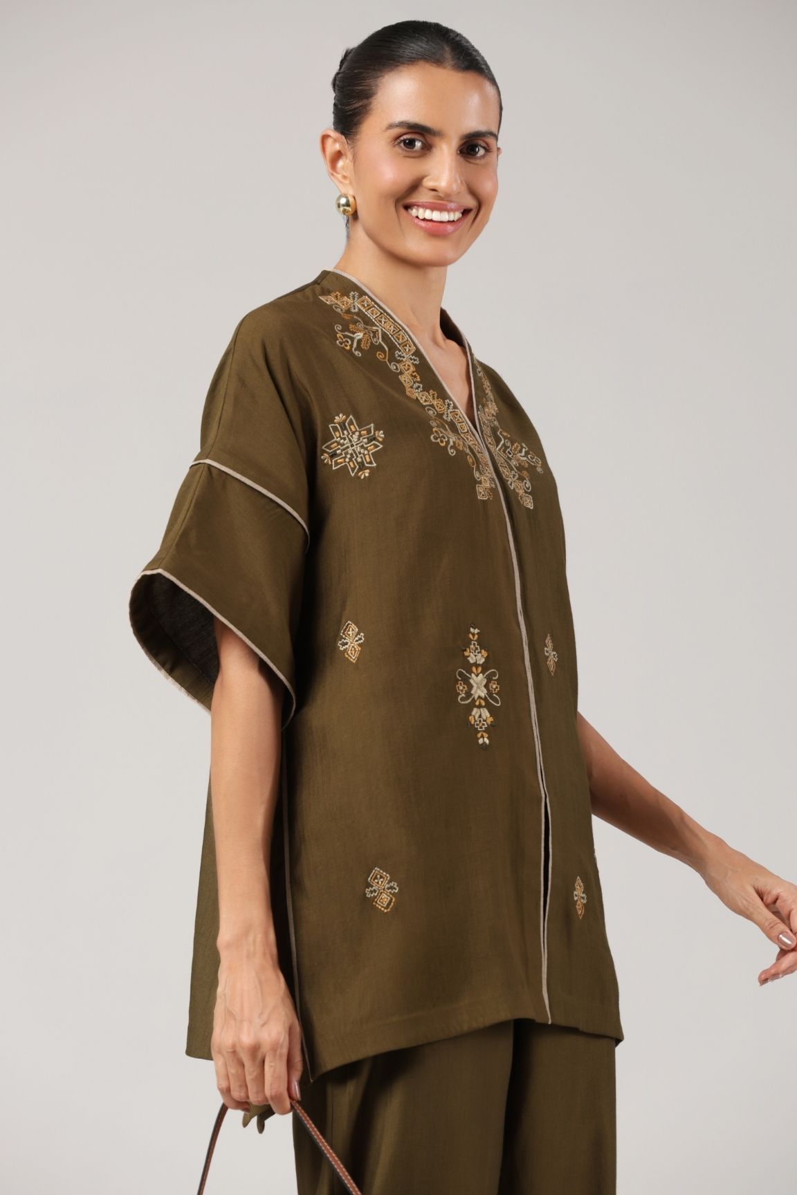 Olive Embroidered Co-ord Set