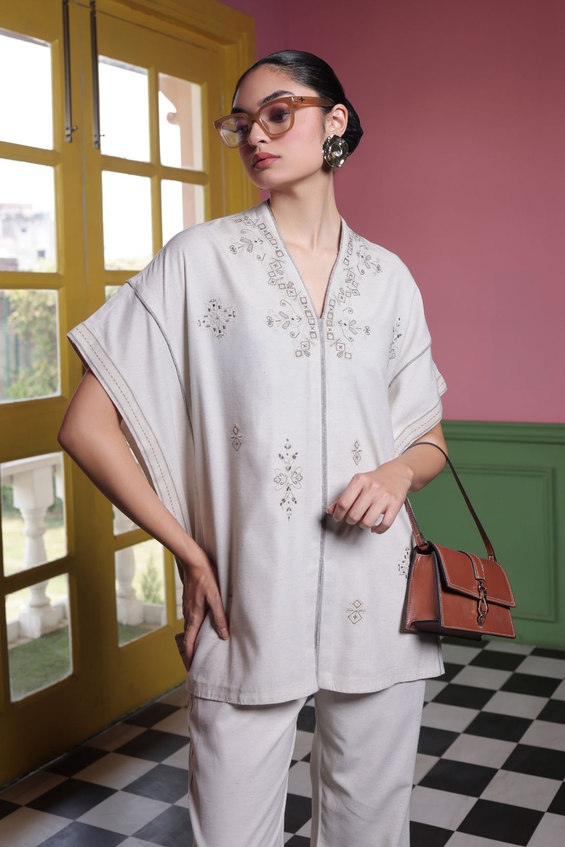 Off-White Embroidered Co-ord Set