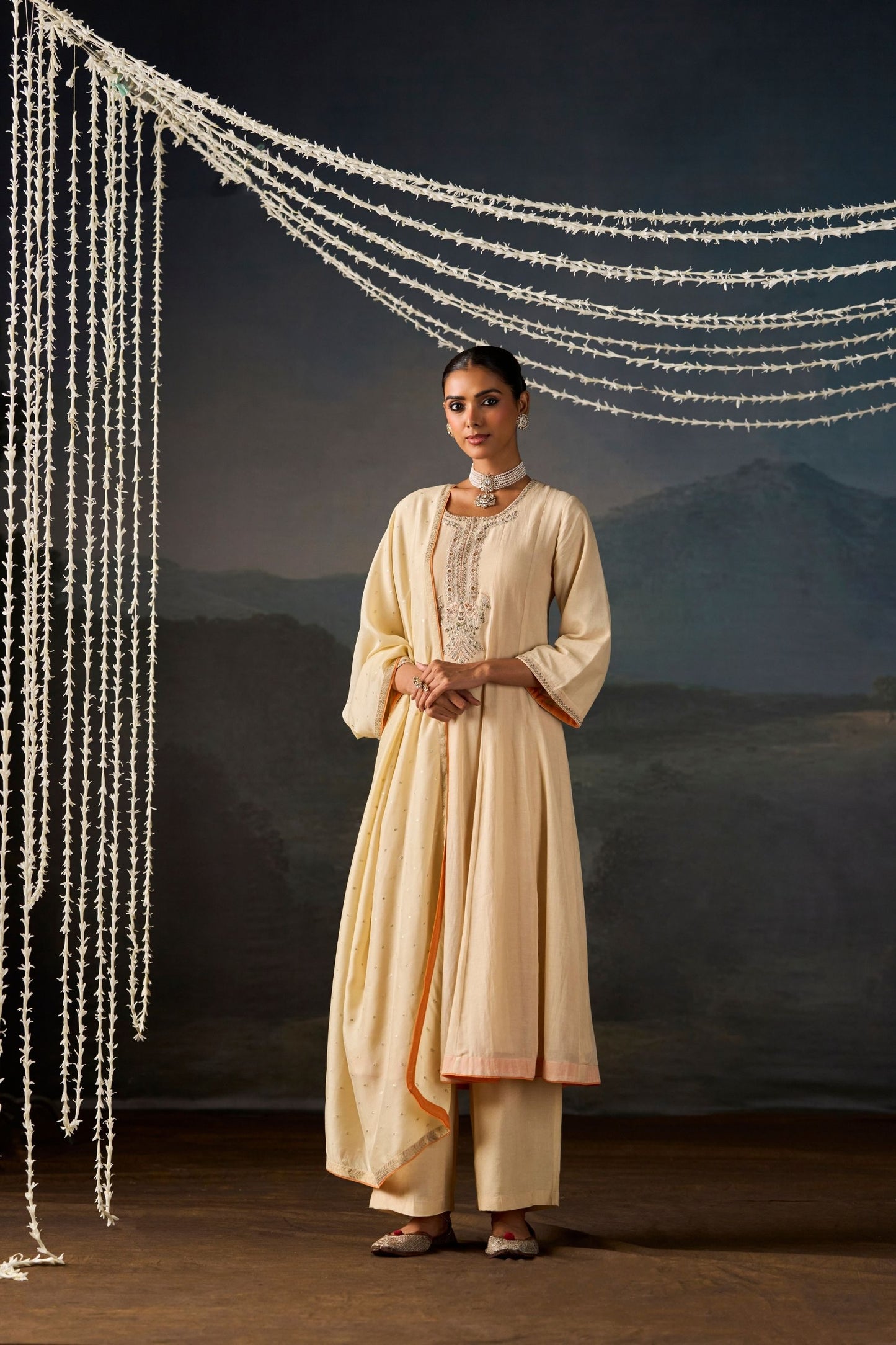 Serene Ivory Anarkali Suit Set with Dupatta