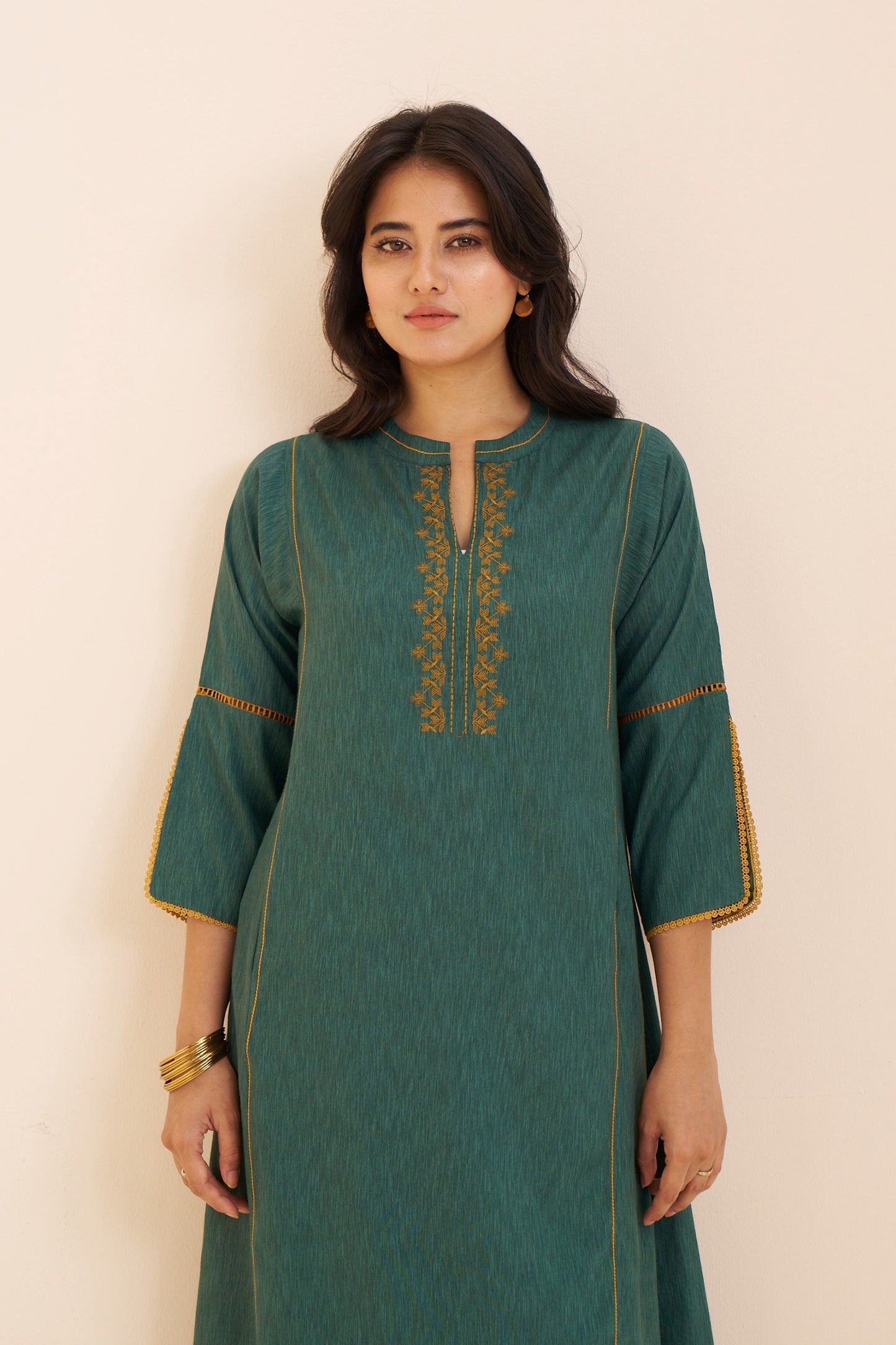 Refreshing Green Kurta in Soft Viscose Blend Fabric
