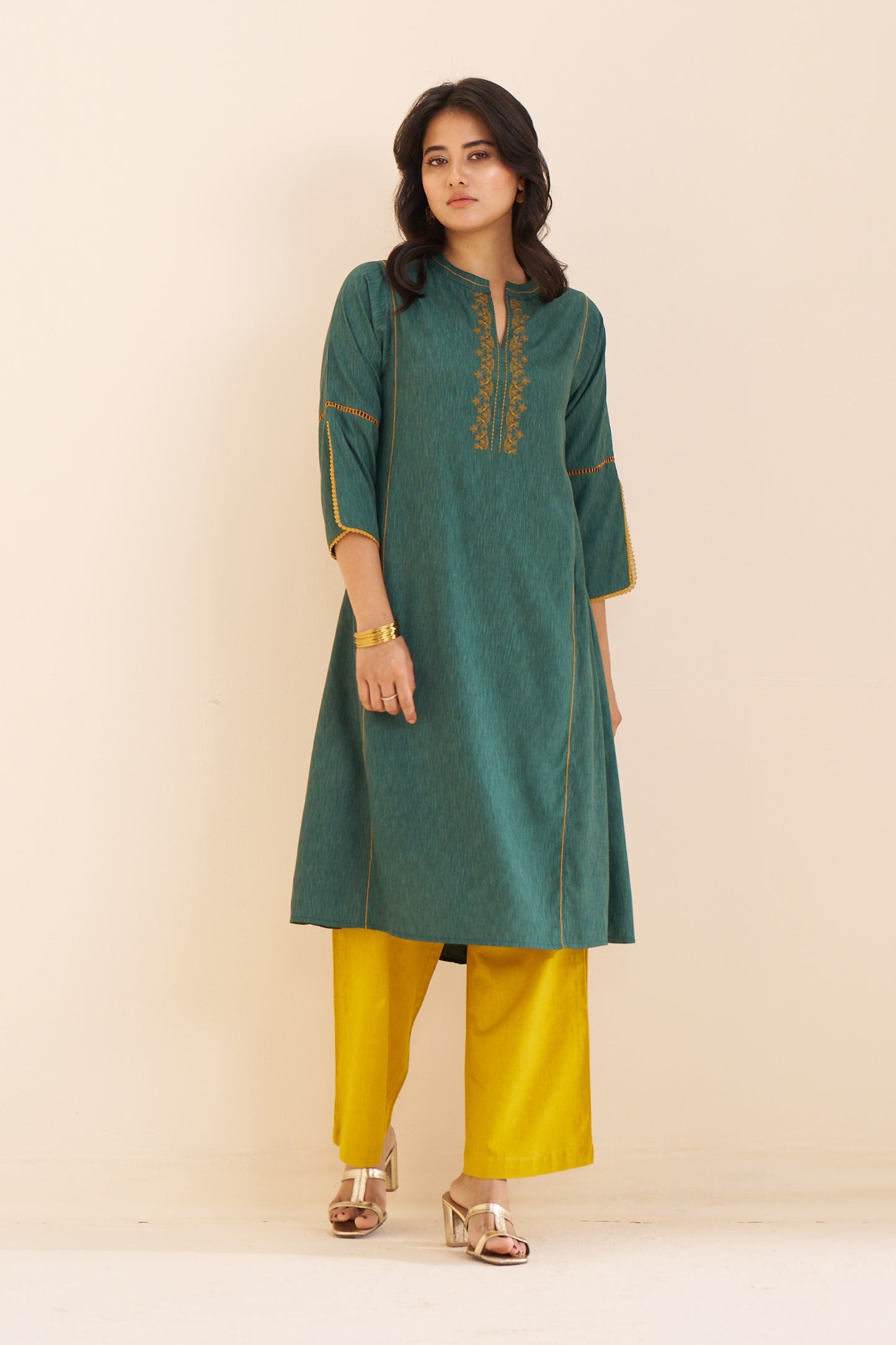 Refreshing Green Kurta in Soft Viscose Blend Fabric