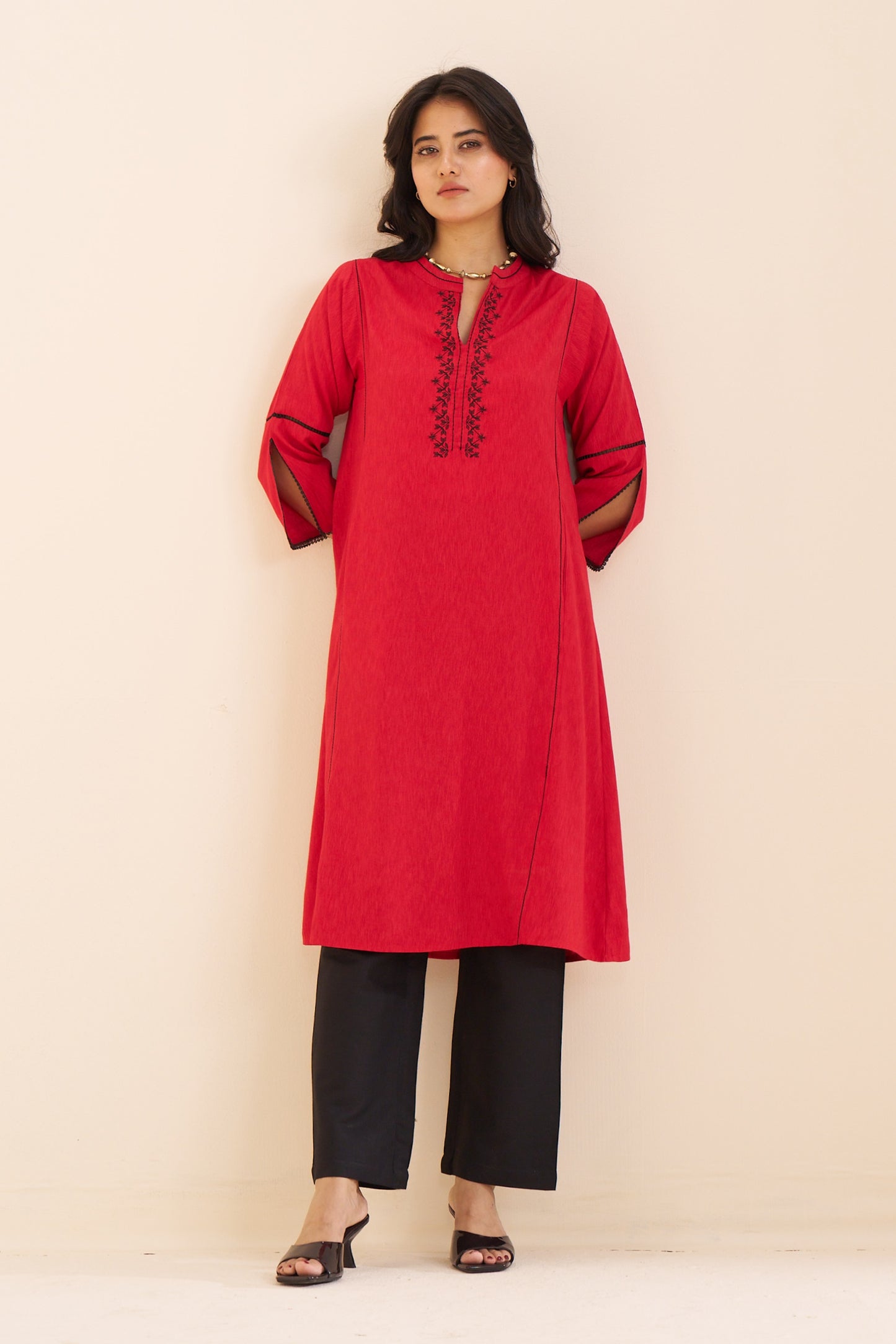 Classic Straight Fit Kurta in Soft Viscose Blend Fabric