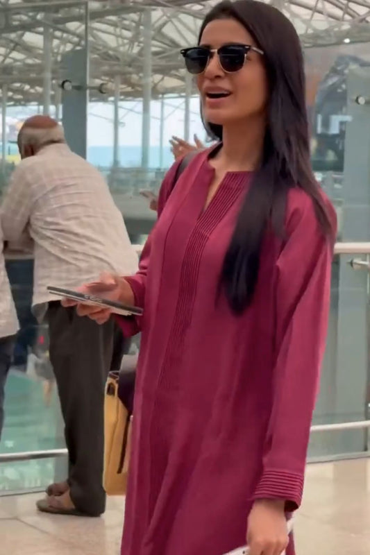 Magenta Pintuck Kurta Set