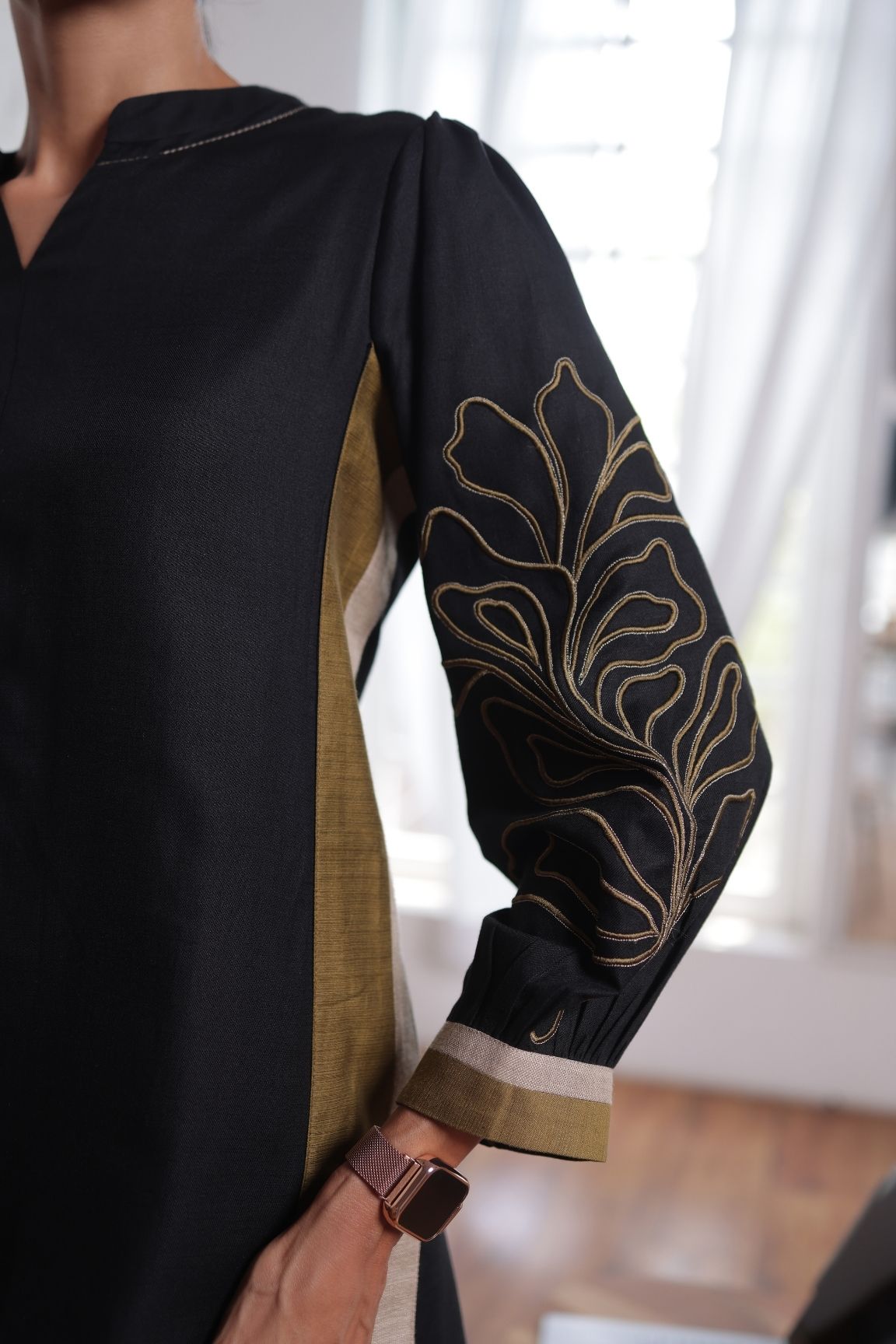 Black Embroidered Kurta Set