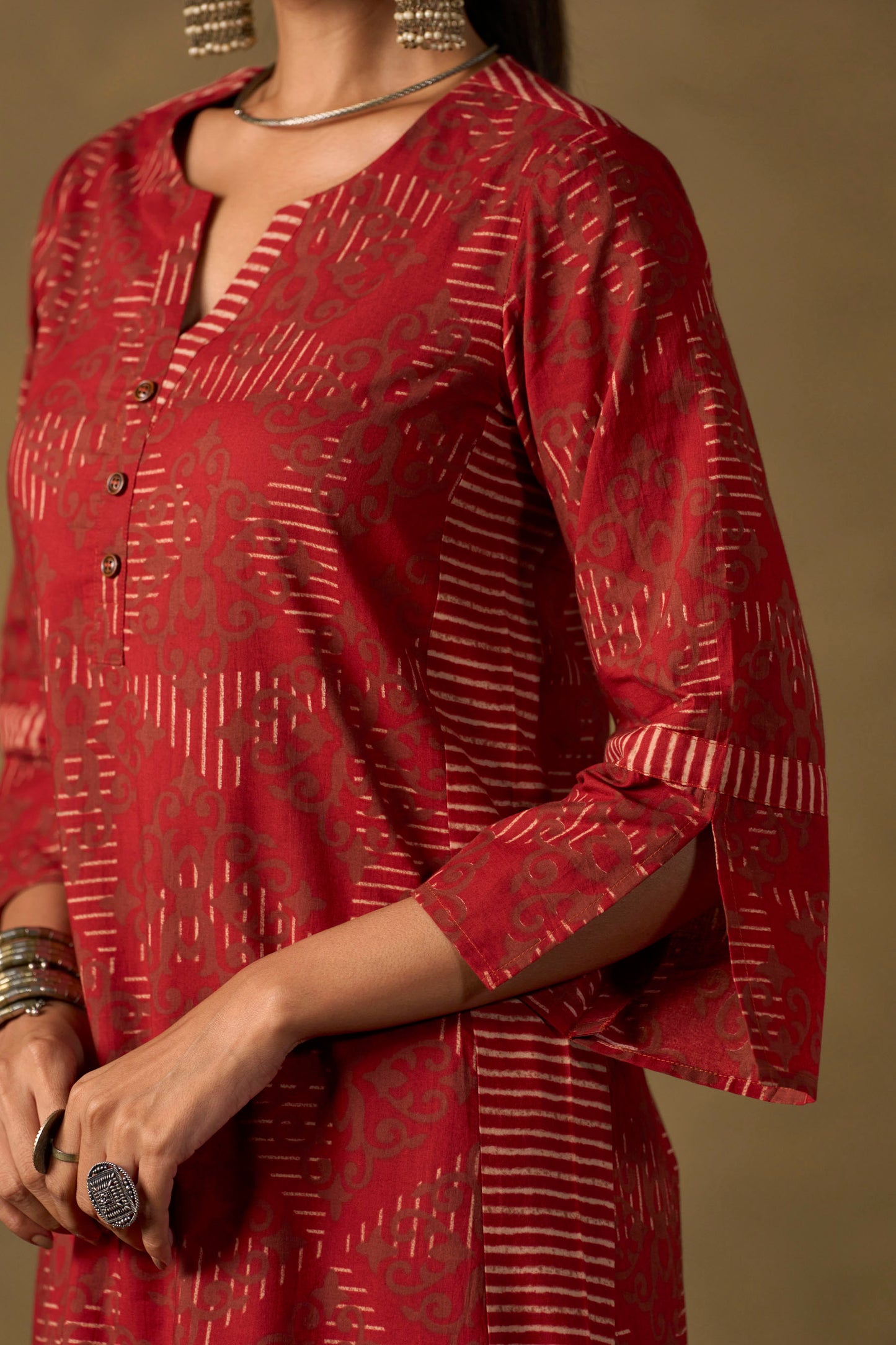 Rosewood Ikat Straight Kurta Set
