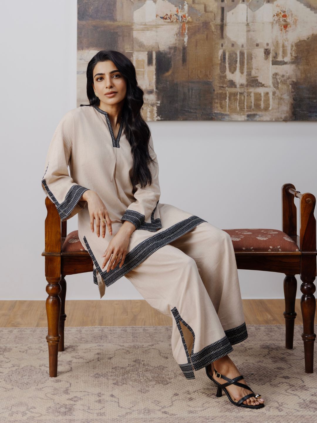 Everyday Cotton Kurta Set with a Matching Sling Bag