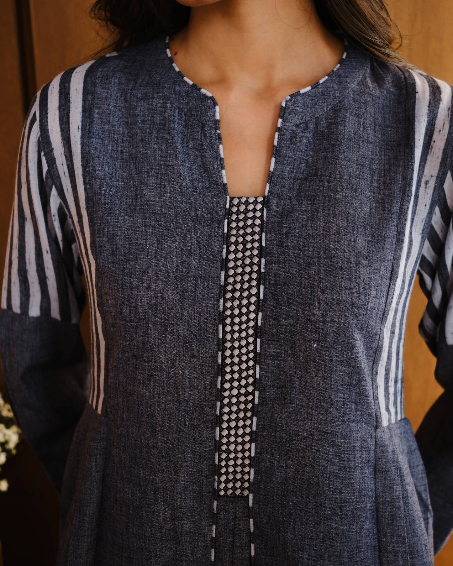 Slate Maze Printed Soft Linen Kurta Set