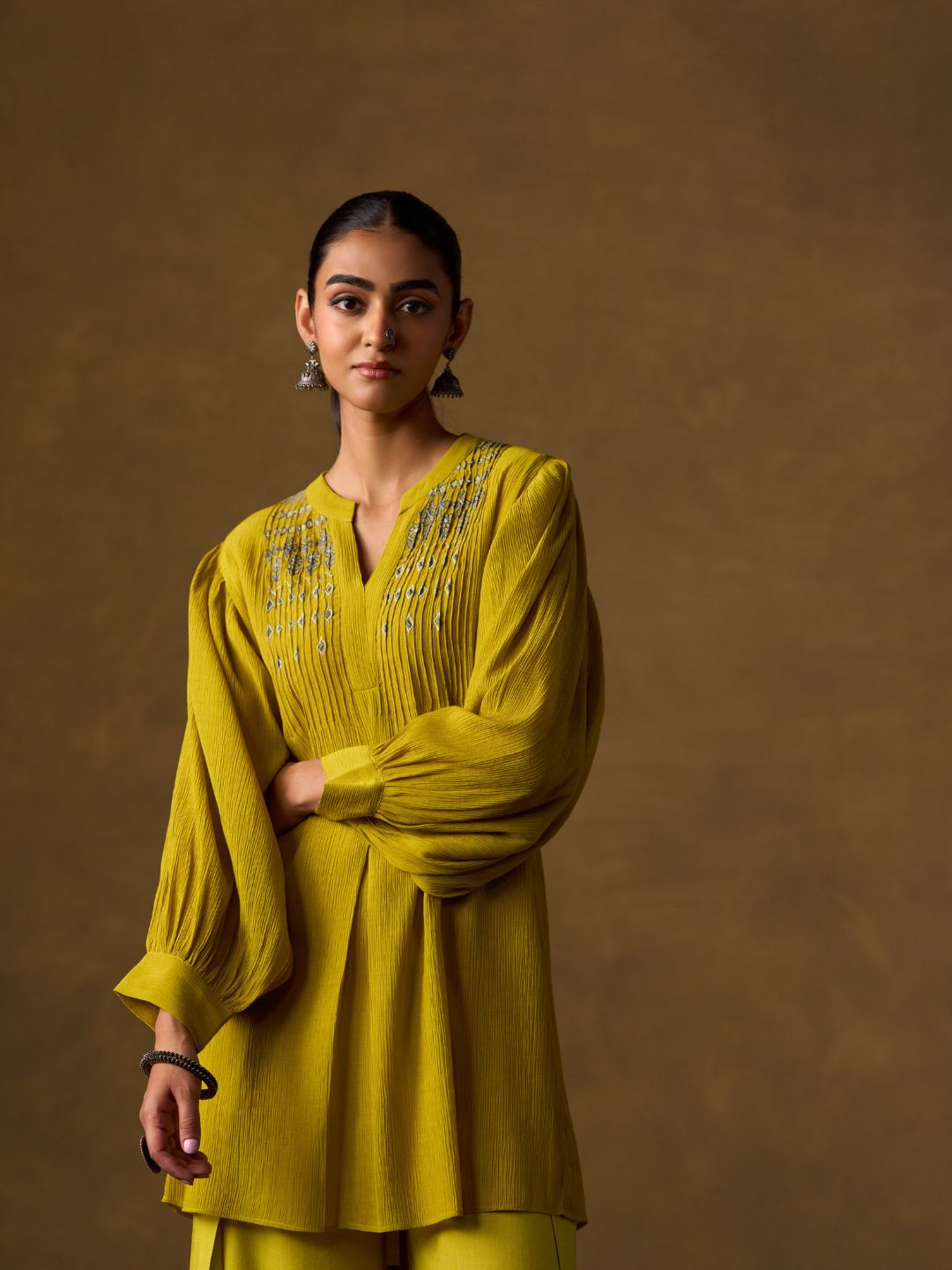 Citrine Pintuck Embroidered Co-ord Set