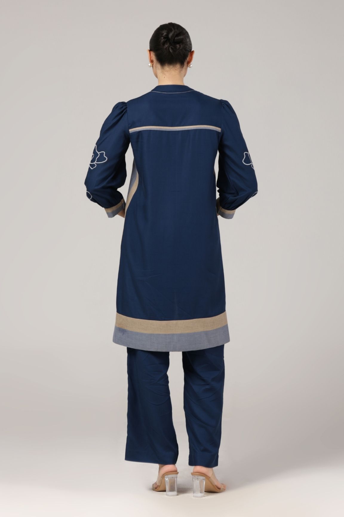 Navy Blue Embroidered Kurta Set