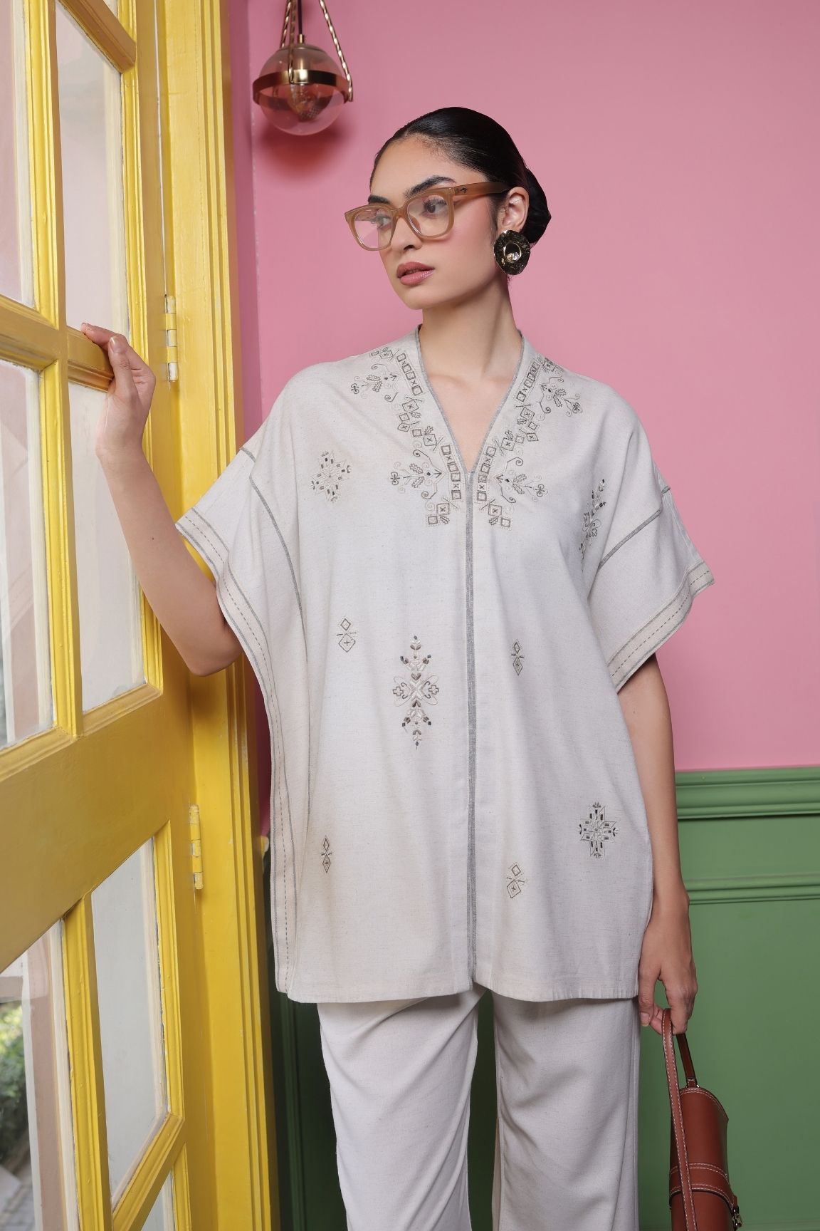 Off-White Embroidered Co-ord Set