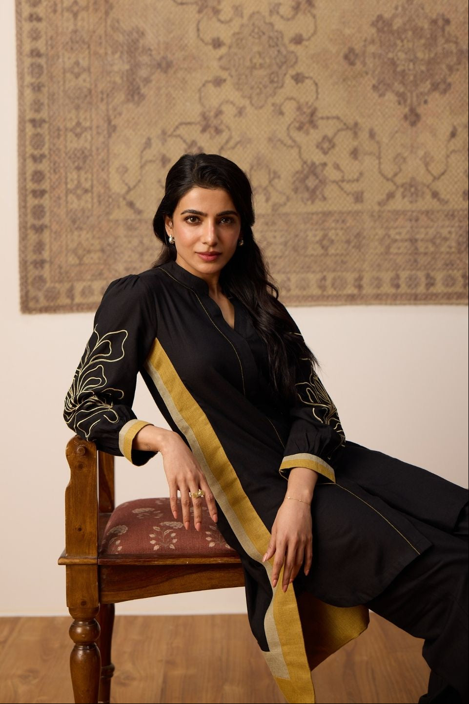 Black Embroidered Kurta Set