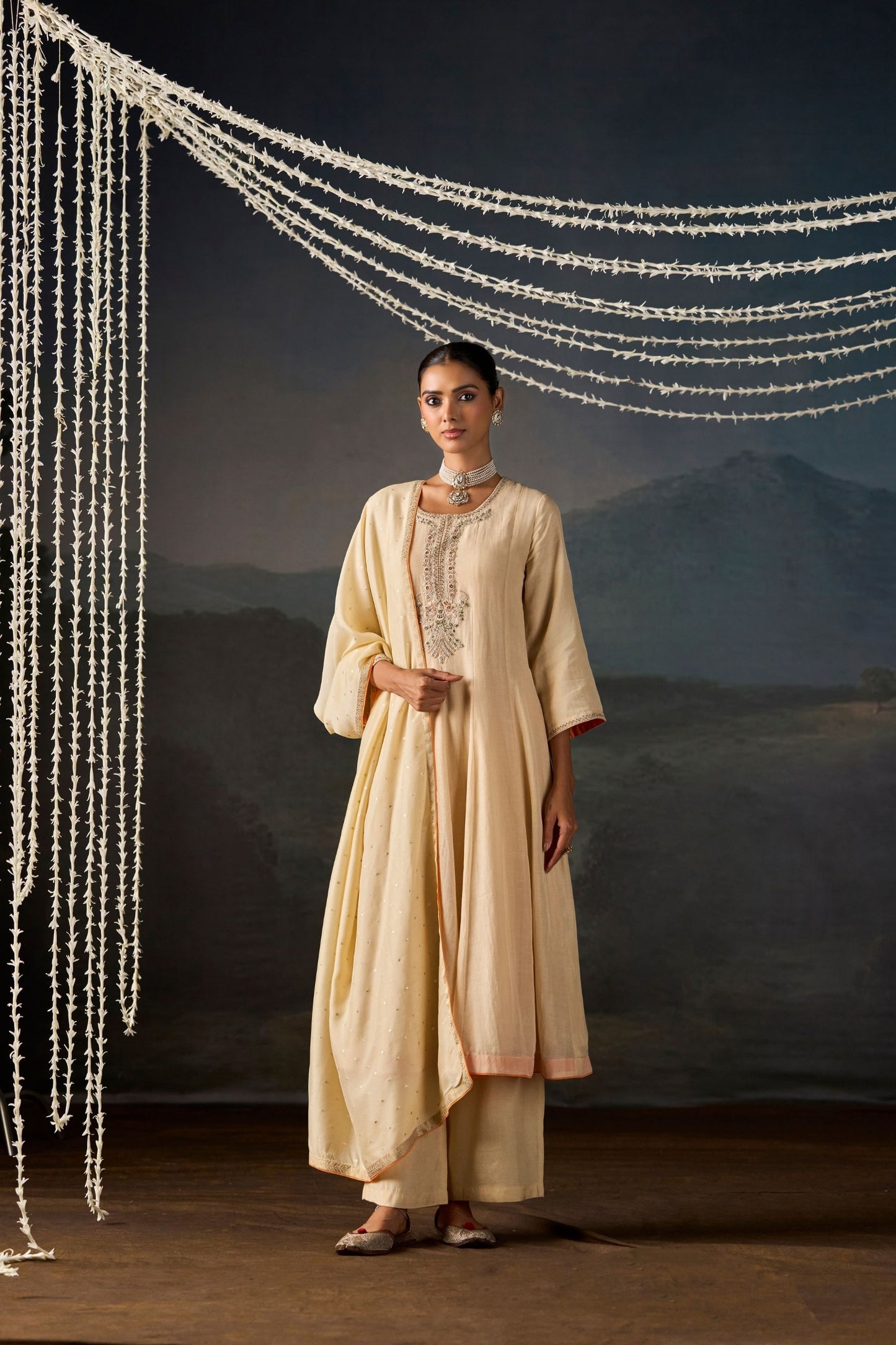Serene Ivory Anarkali Suit Set with Dupatta