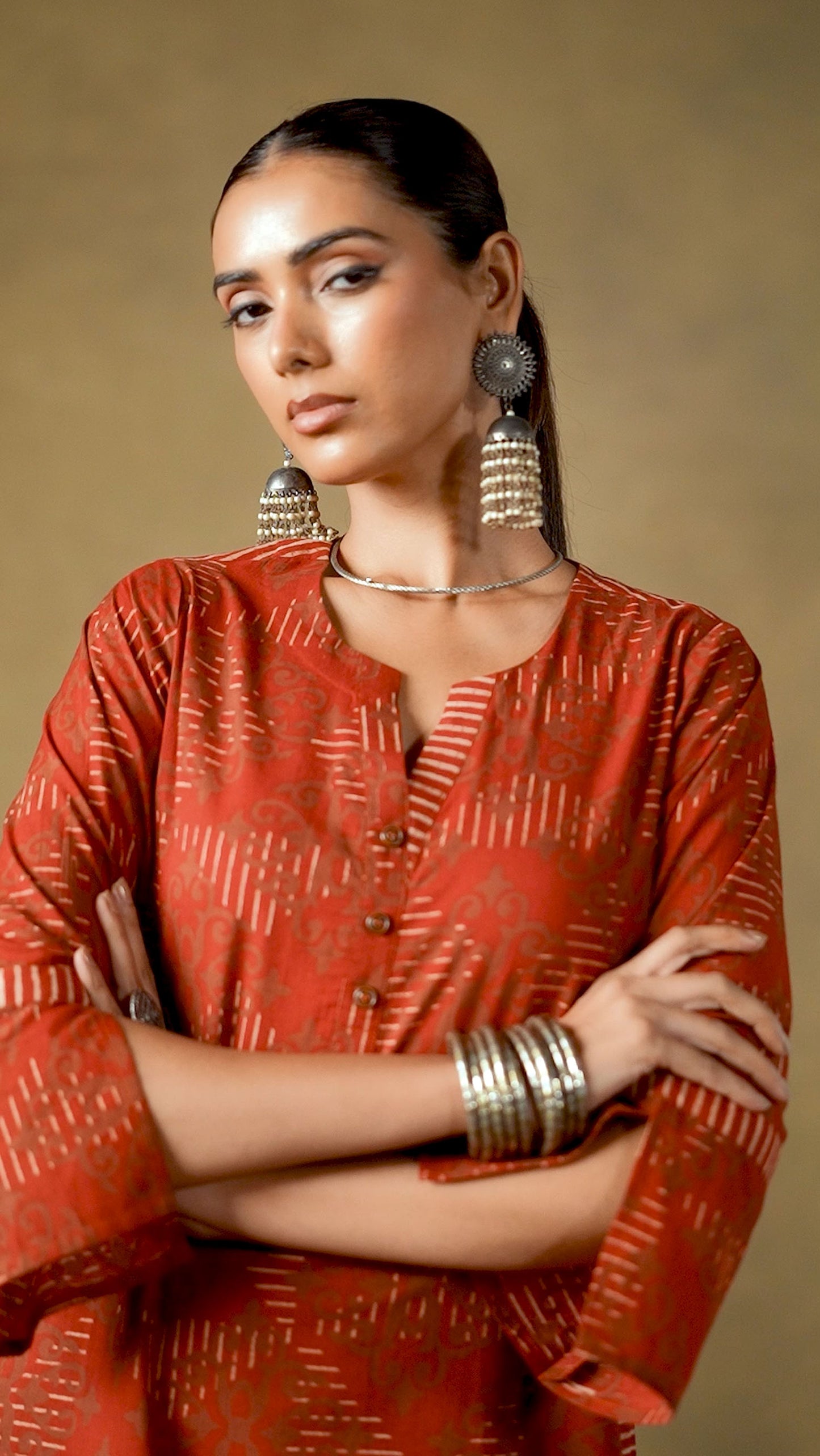 Rosewood Ikat Straight Kurta Set