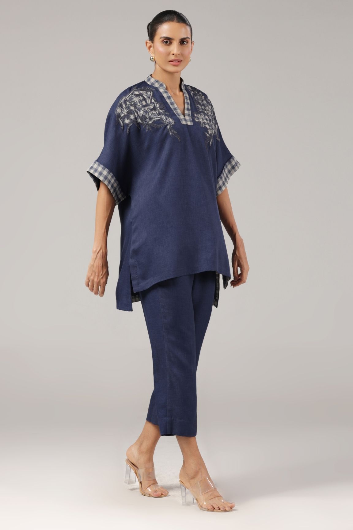 Indigo Embroidered Kurta Set