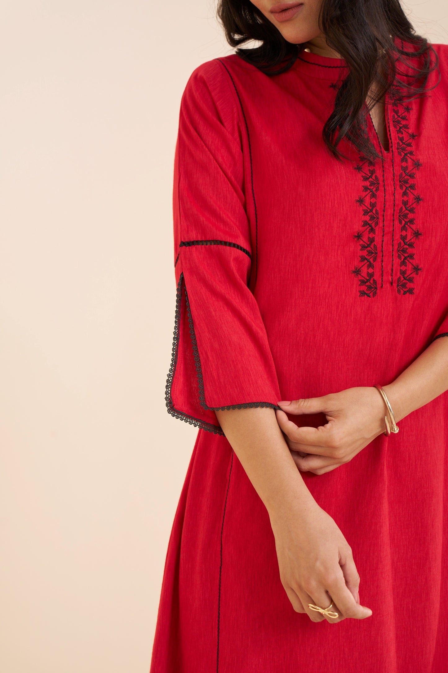Classic Straight Fit Kurta in Soft Viscose Blend Fabric
