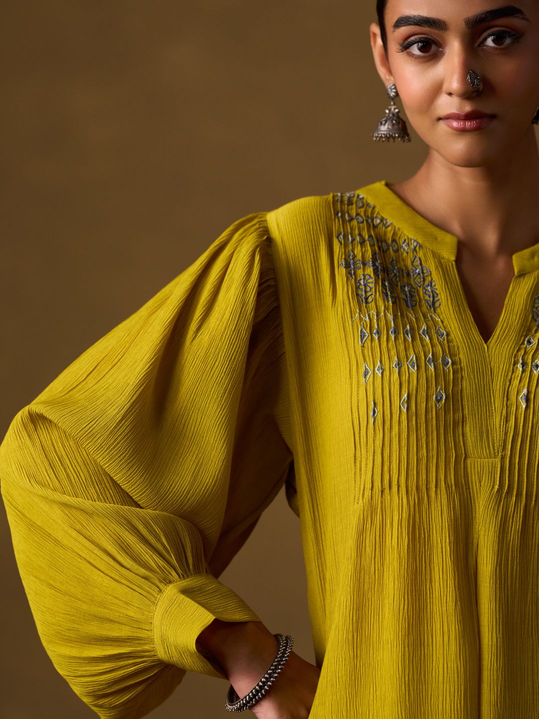 Citrine Pintuck Embroidered Co-ord Set